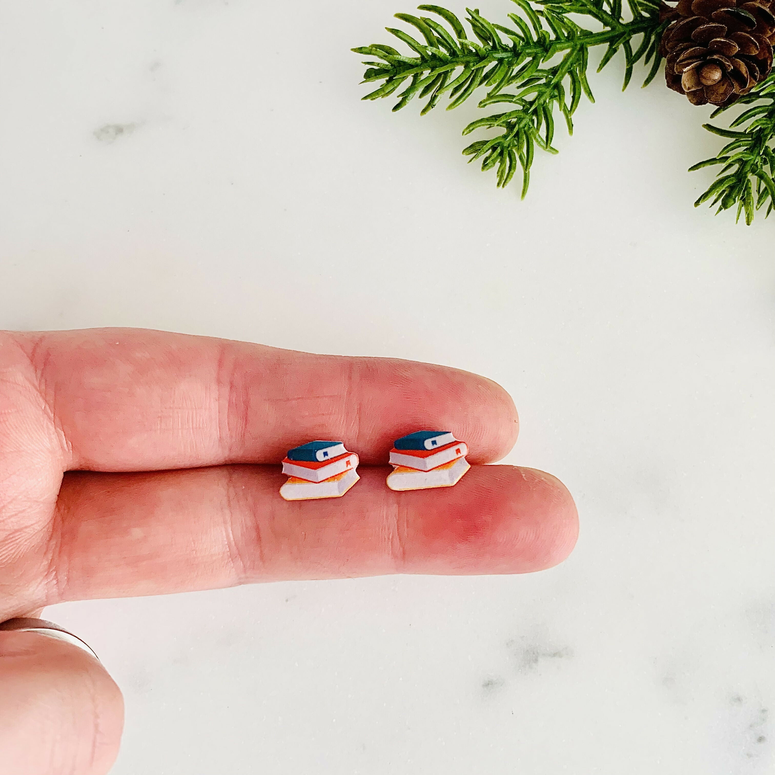 Stack Of Books Stud Earrings