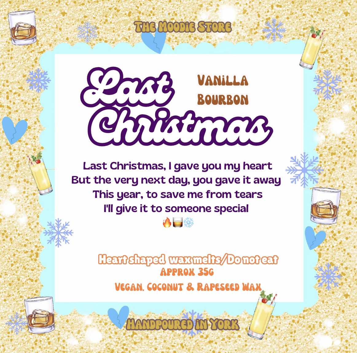 Last Christmas - Vanilla Bourbon Fragranced Vegan Wax Melt Hearts