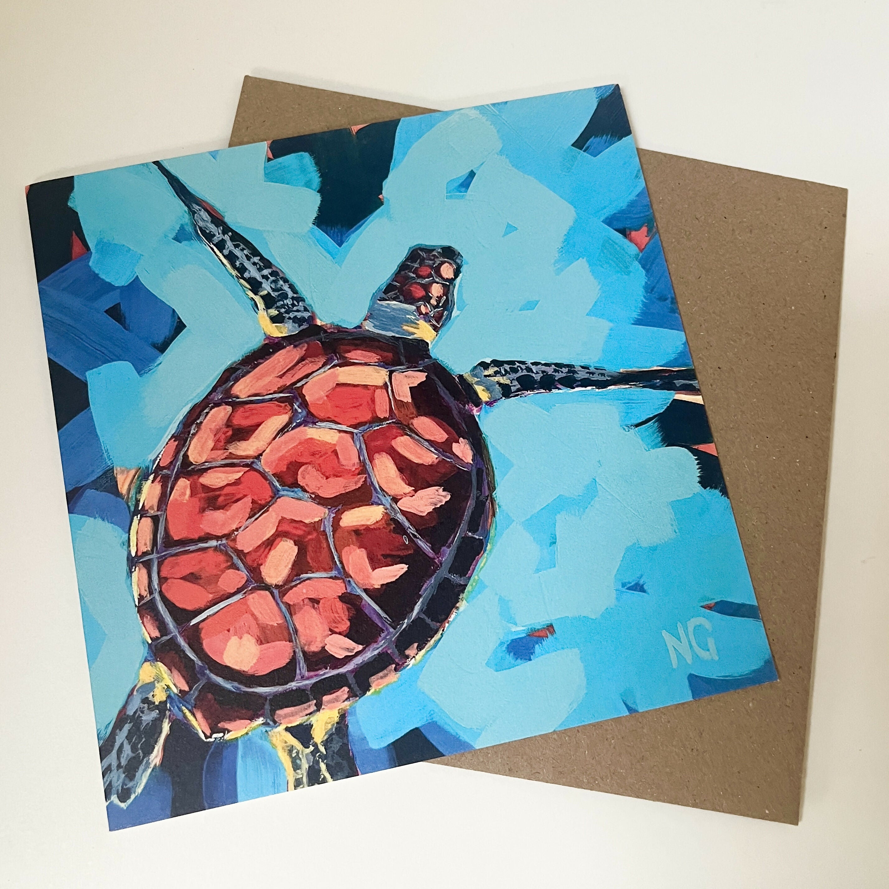 Turtle Under the Sea Greetings Card