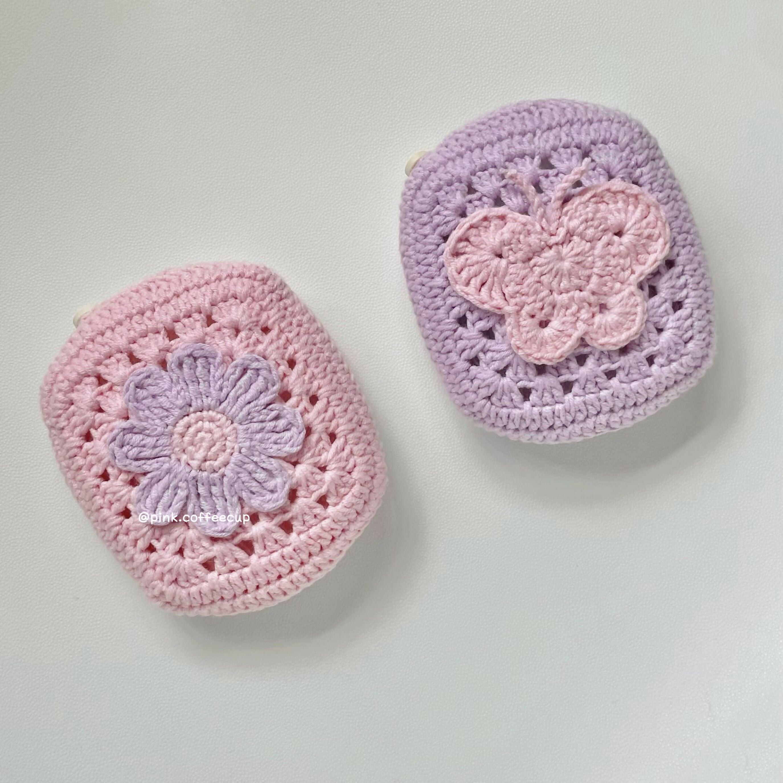 Crochet AirPods Max Daisy and Butterfly Mismatched Headphones Covers