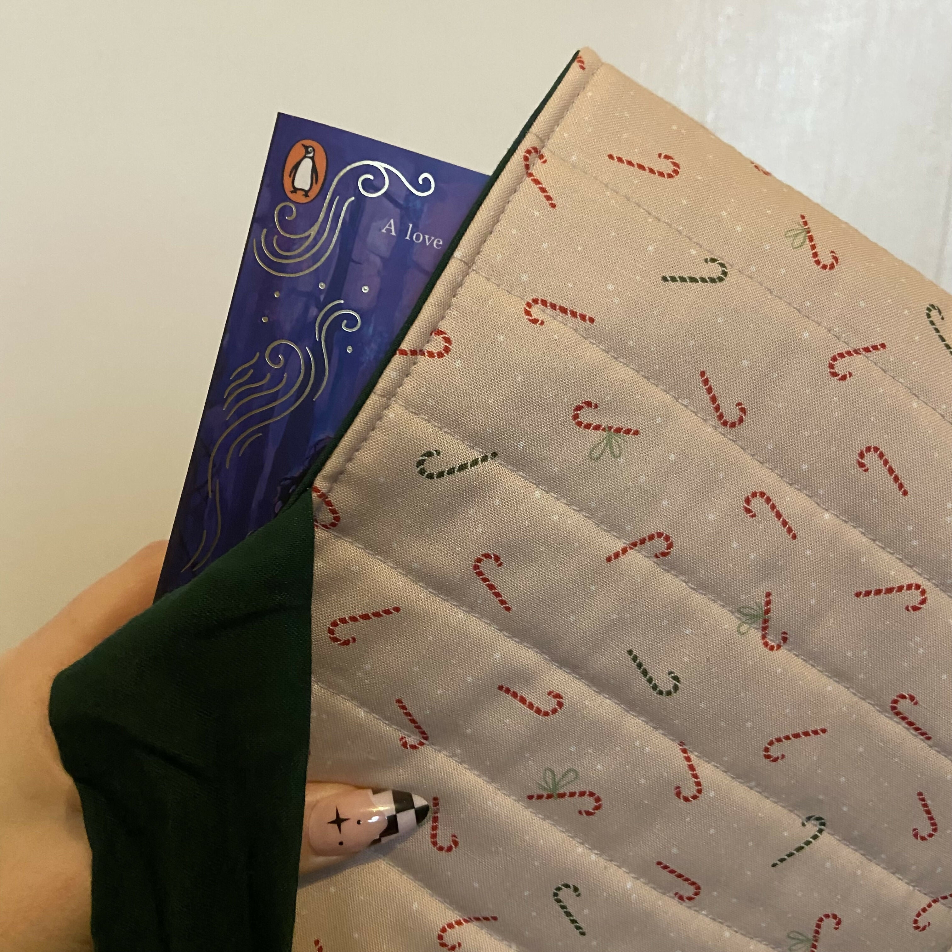 Pink Candy Cane Book Pouch