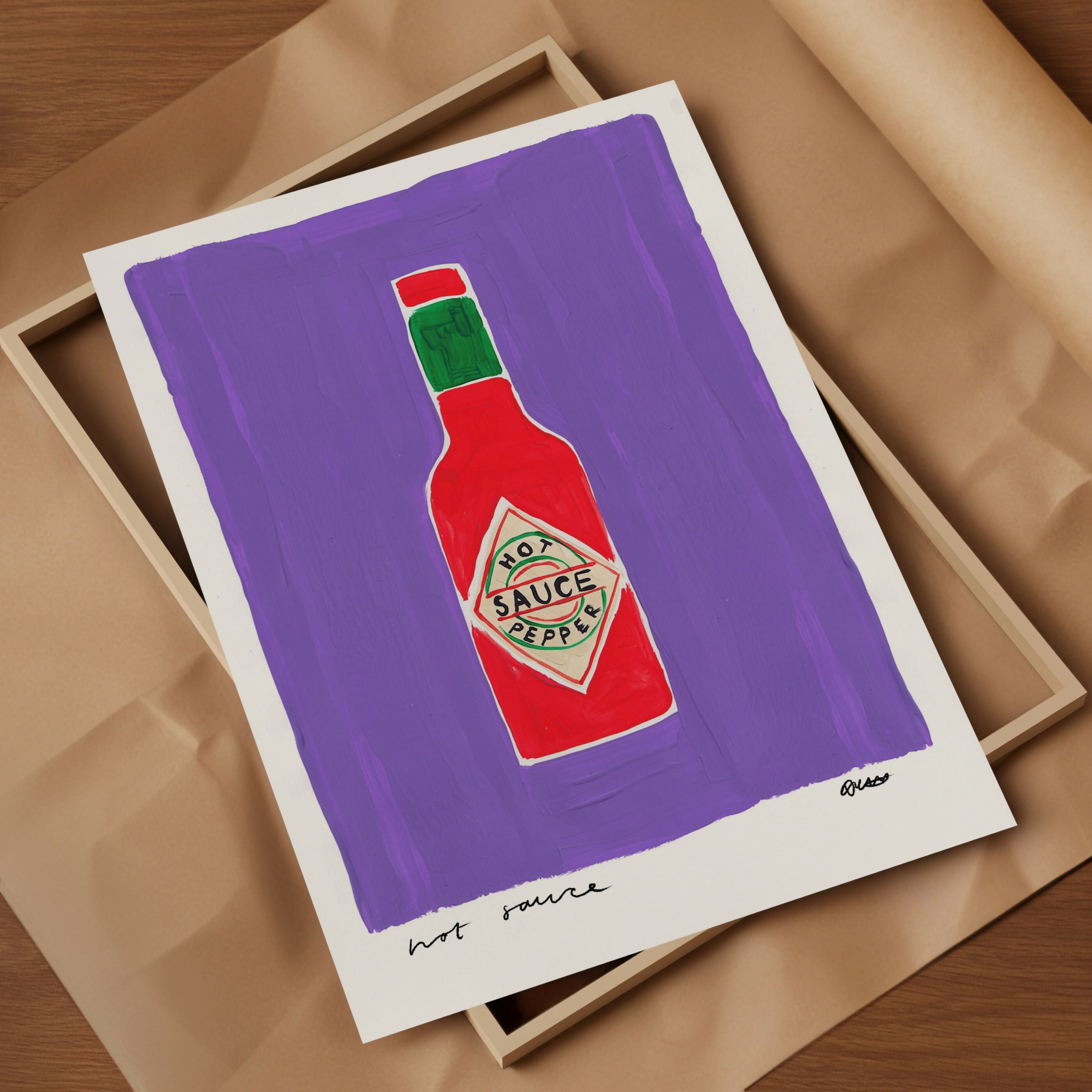 Hot Sauce Hand Painted Art Print