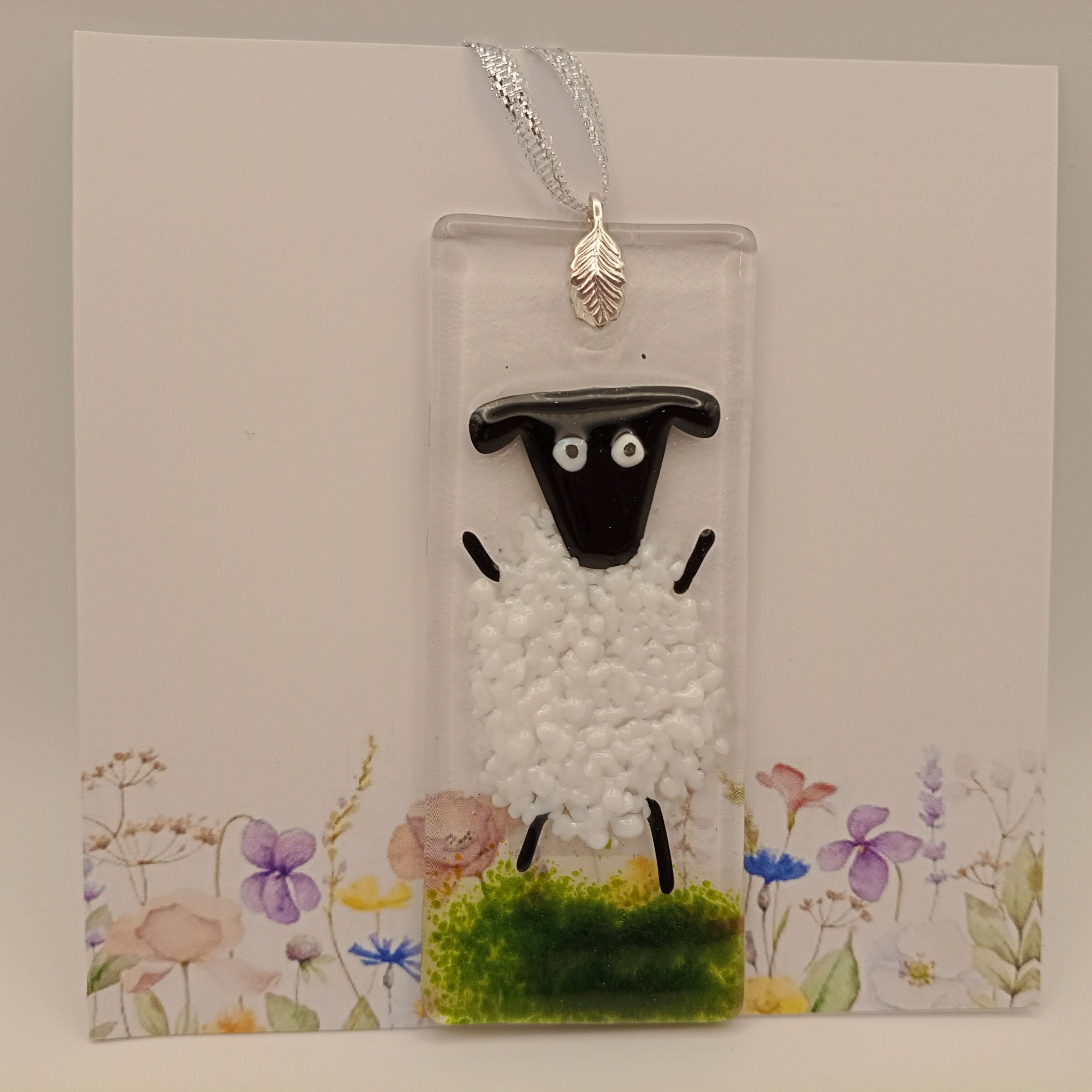 Fused Glass Sheep Card