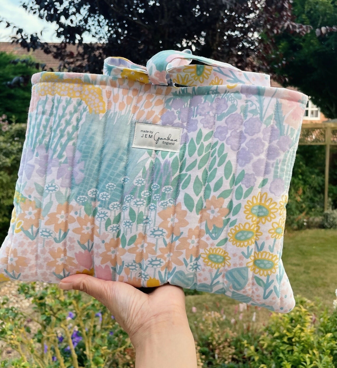 Handmade Quilted Book Sleeves with Ribbon Closure Meadow Prints
