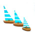 Emerald Green/Peacock Blue Fused Glass Sailing Boat On Solid Oak Base (Small)
