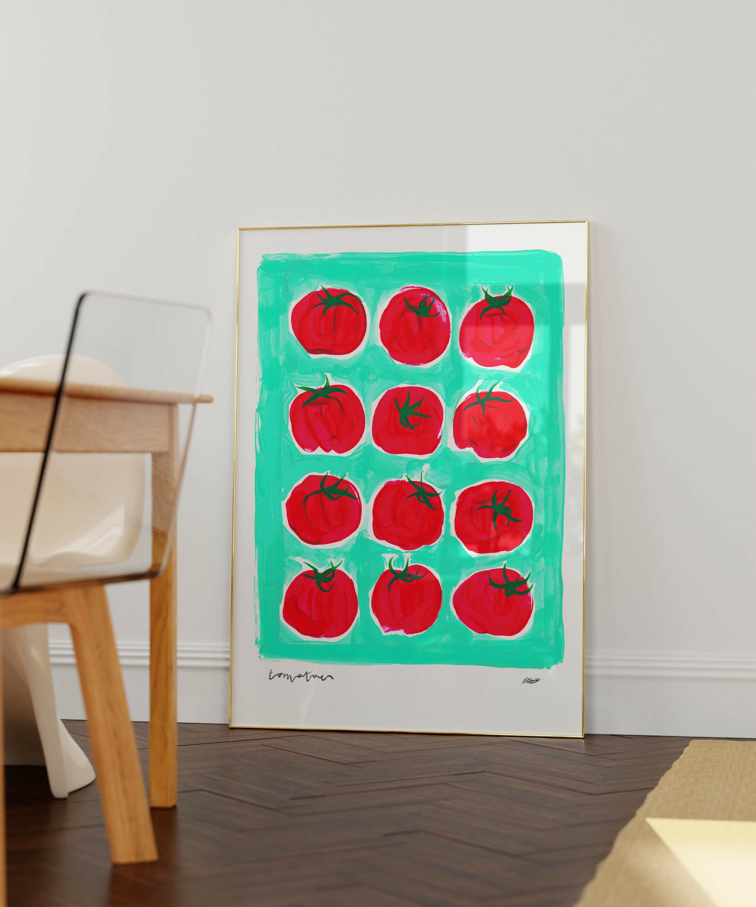 Tomatoes Hand Painted Art Print