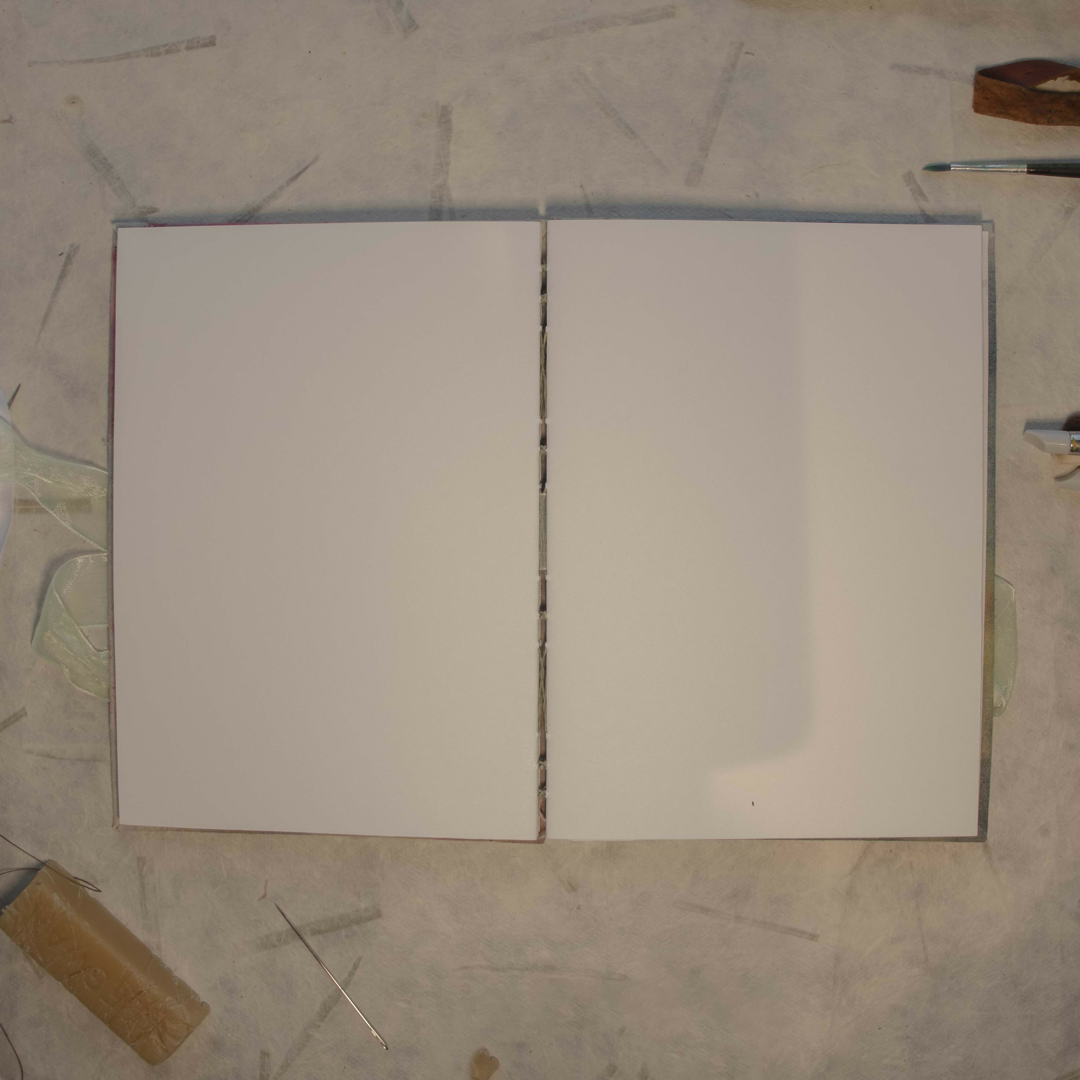 Handmade Artist's Sketchbook A5 Cyanotype cover Pink and Green
