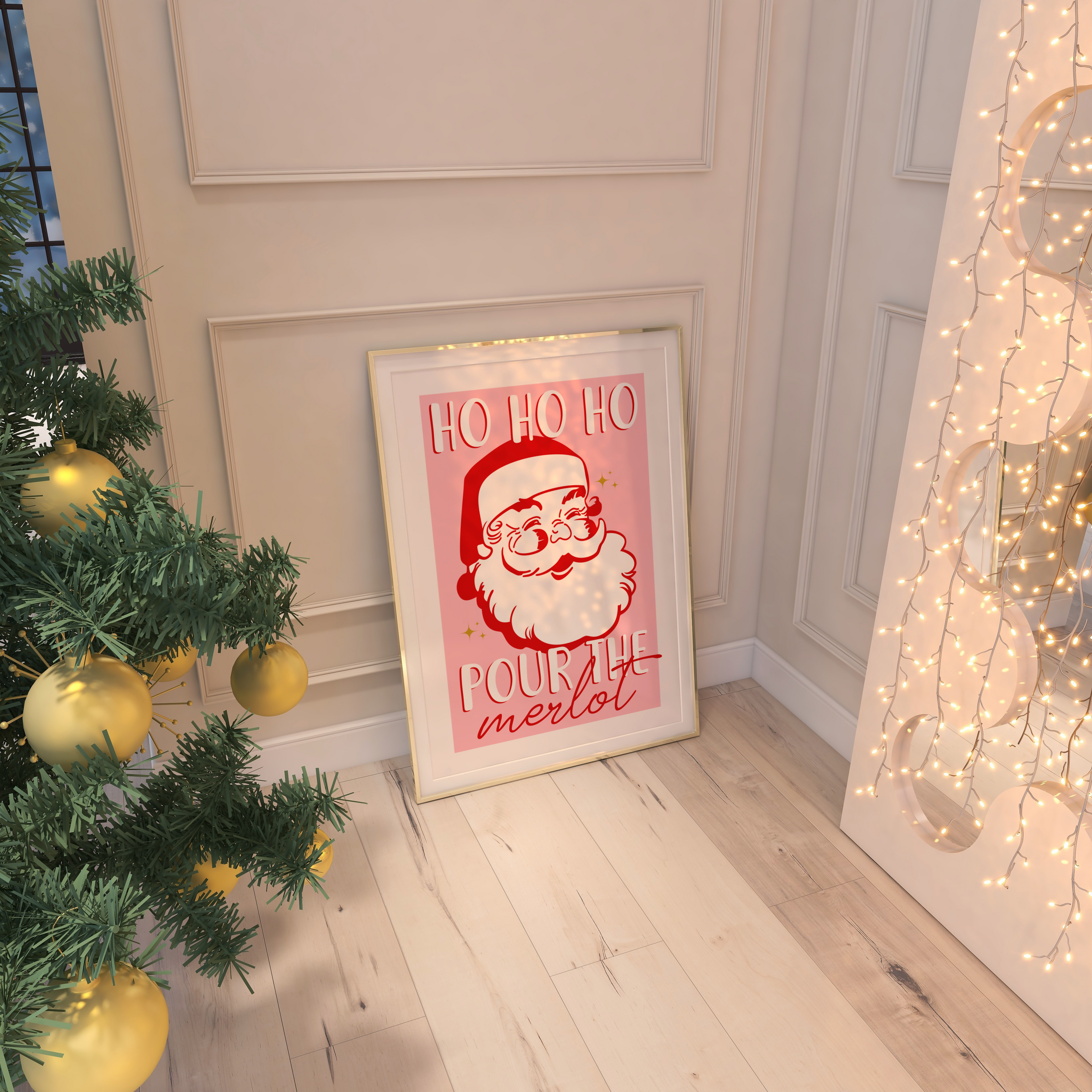 POUR THE MERLOT CHRISTMAS WALL ART PRINT