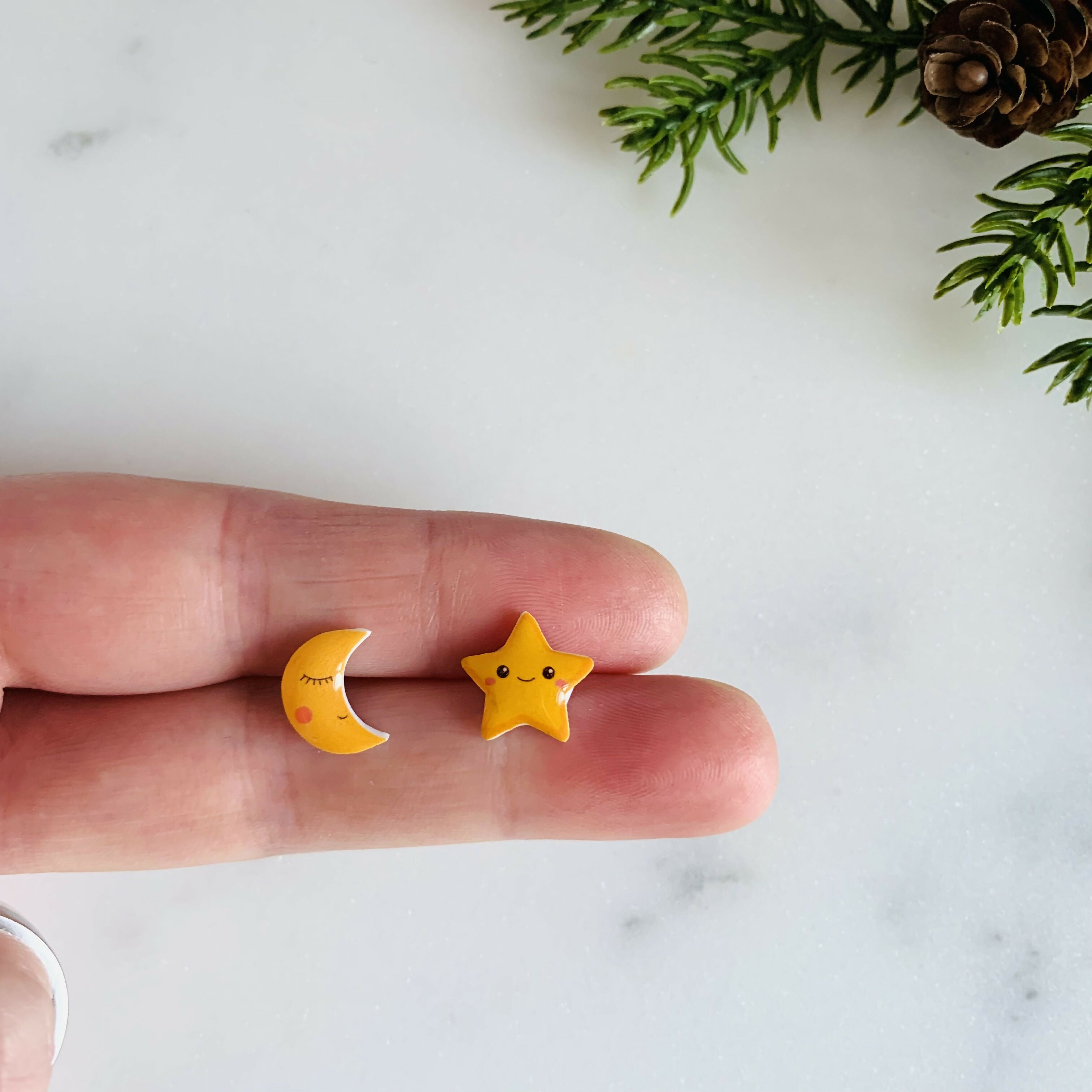 Moon & Star Mismatched Stud Earrings