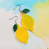 Handmade Glitter Yellow Lemon Resin Dangle Earrings