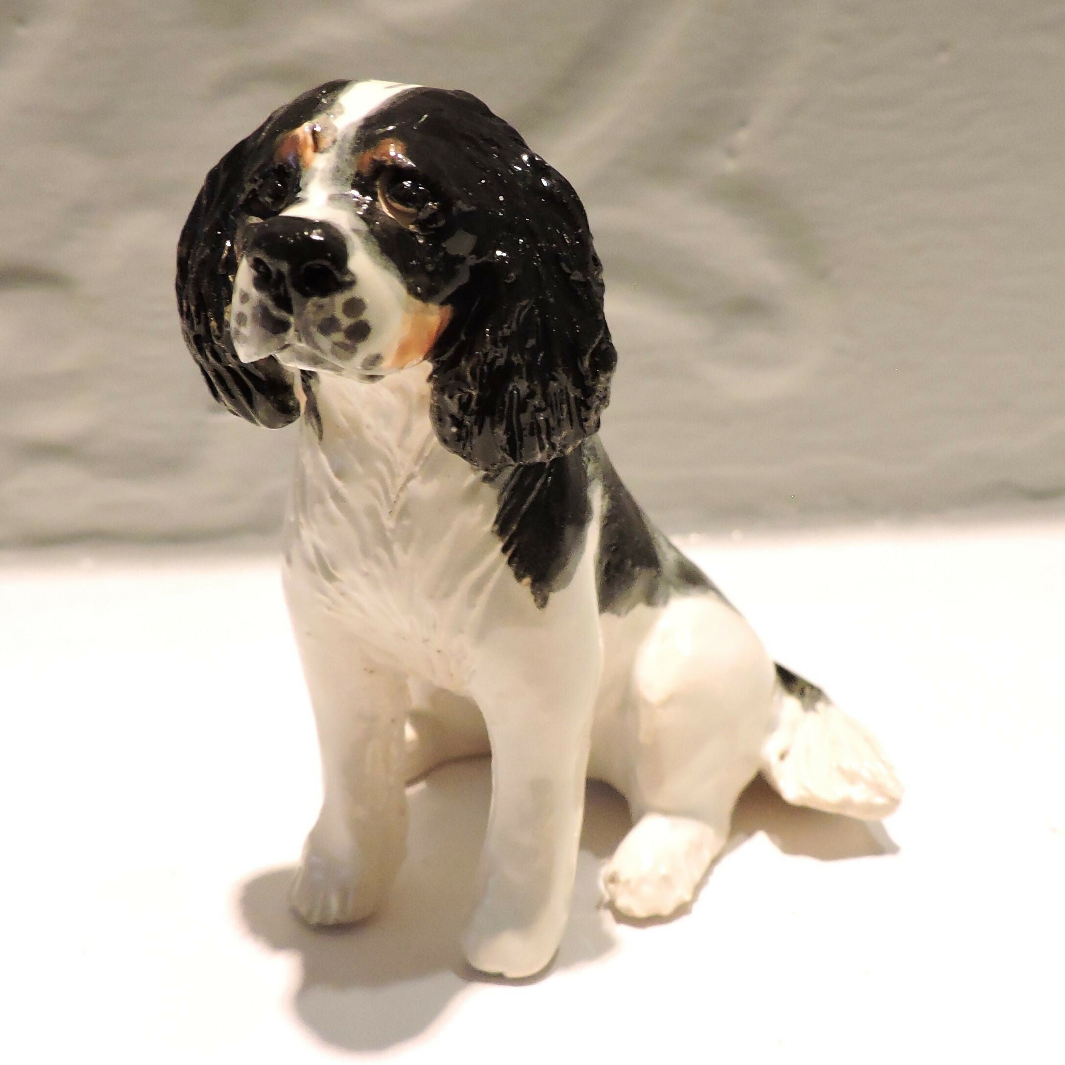 Ceramic cavalier king charles spaniel dog sculpture