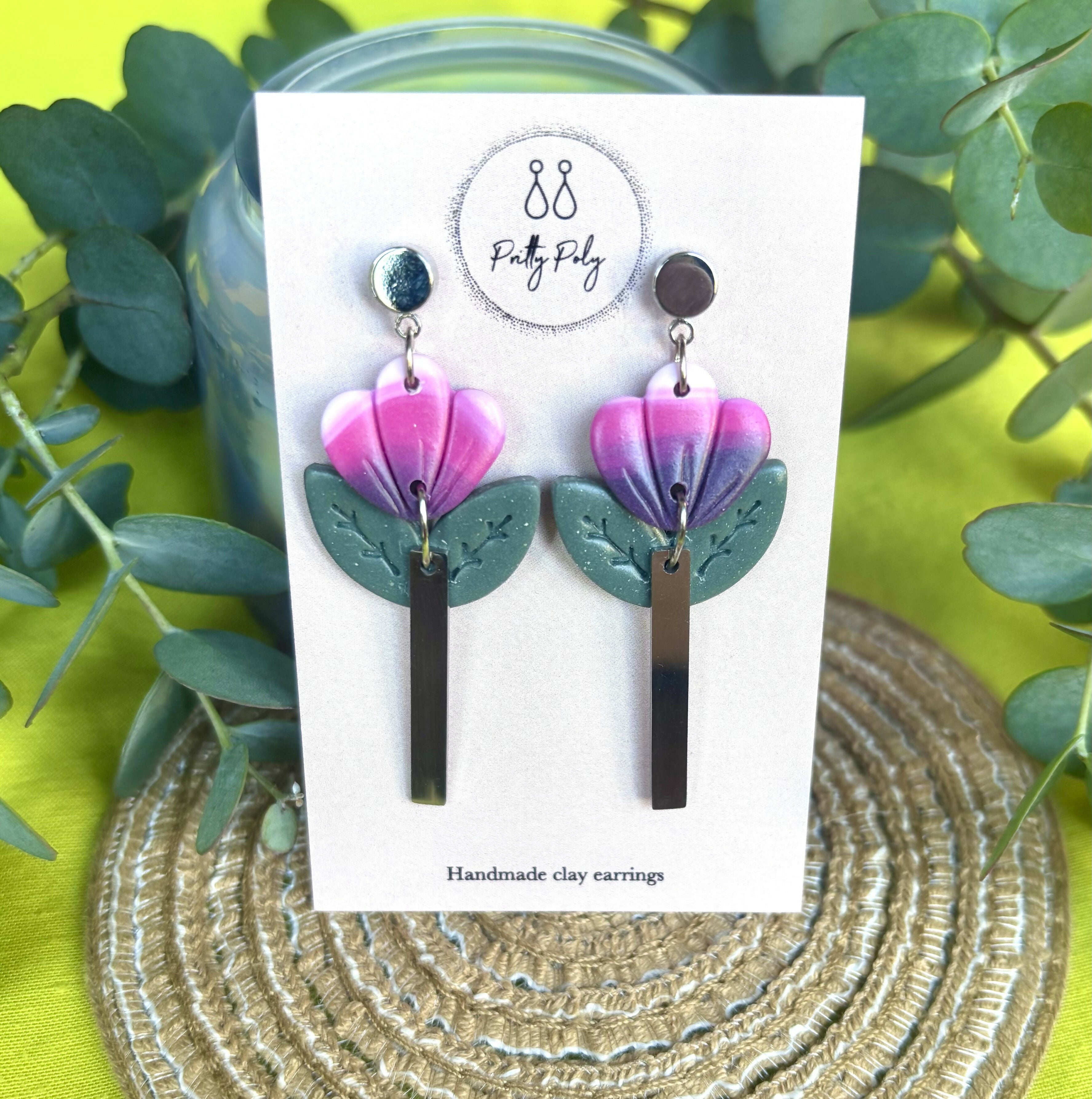 Tulip Flower Polymer Clay Earrings