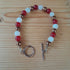 Pure Copper Toggle Catch Bracelet with Bronze Hematite, Red Chalcedony and Rose Quartz.
