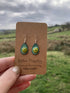 Green and Silver Enamel and Copper Earrings