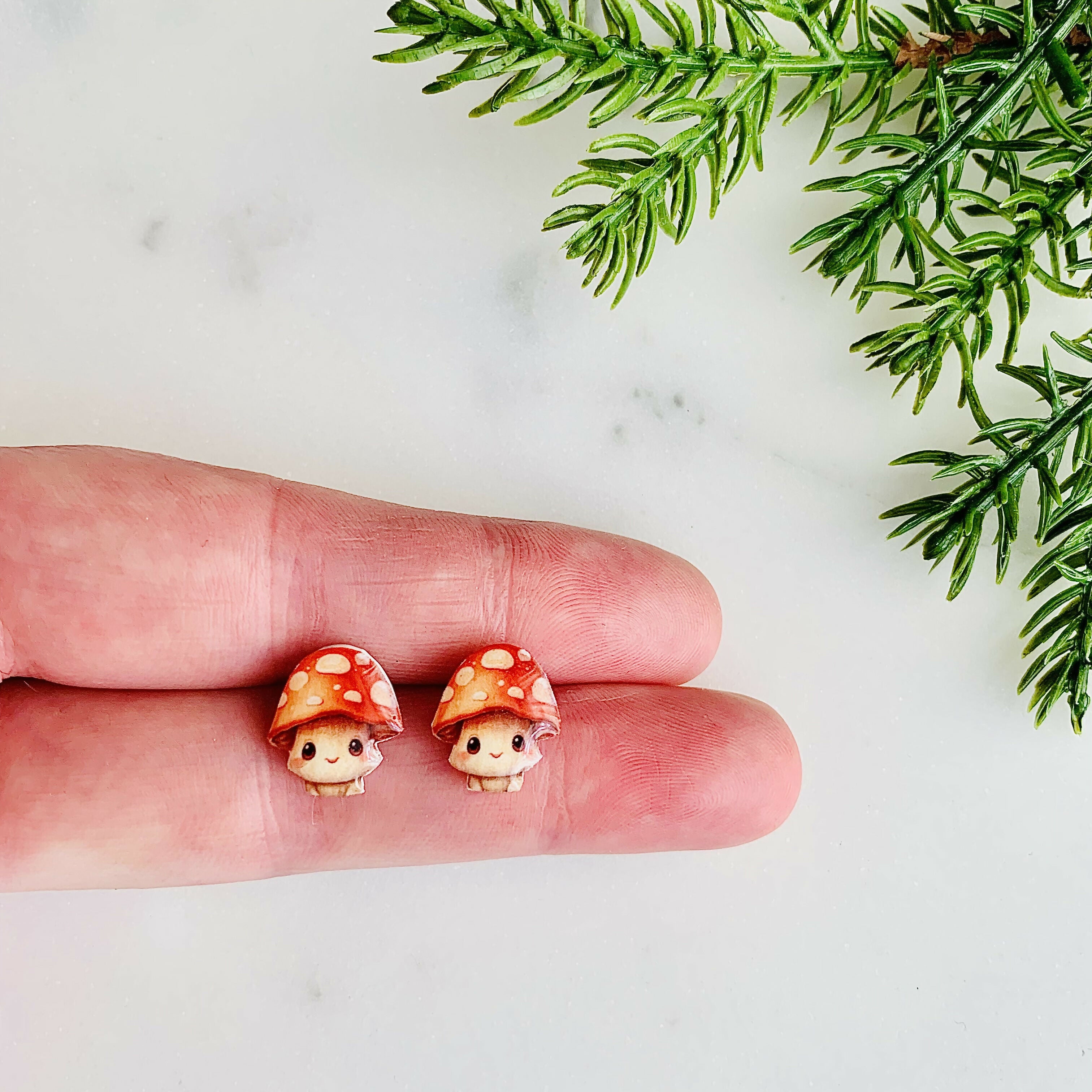 Happy Mushroom/Toadstool Stud Earrings.