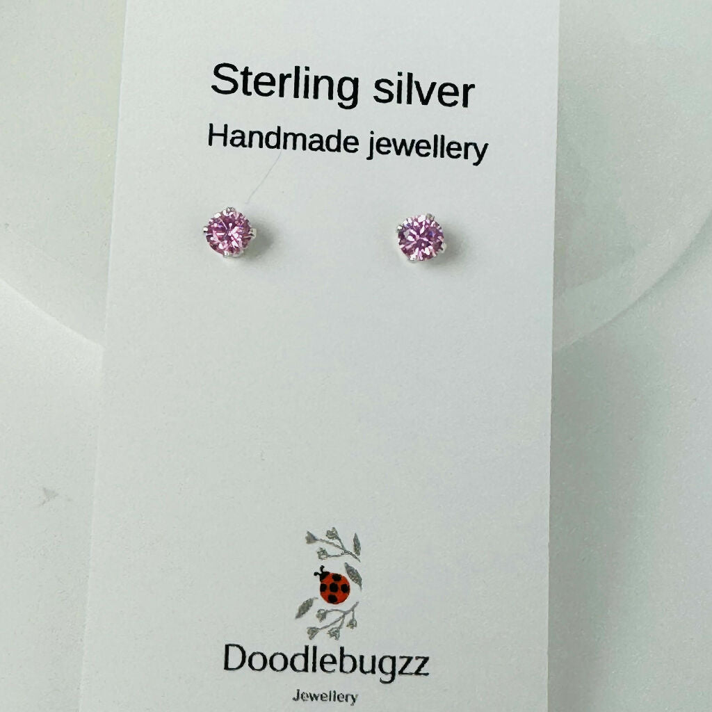 Sterling Silver Cubic Zirconia Stud Earrings 4mm