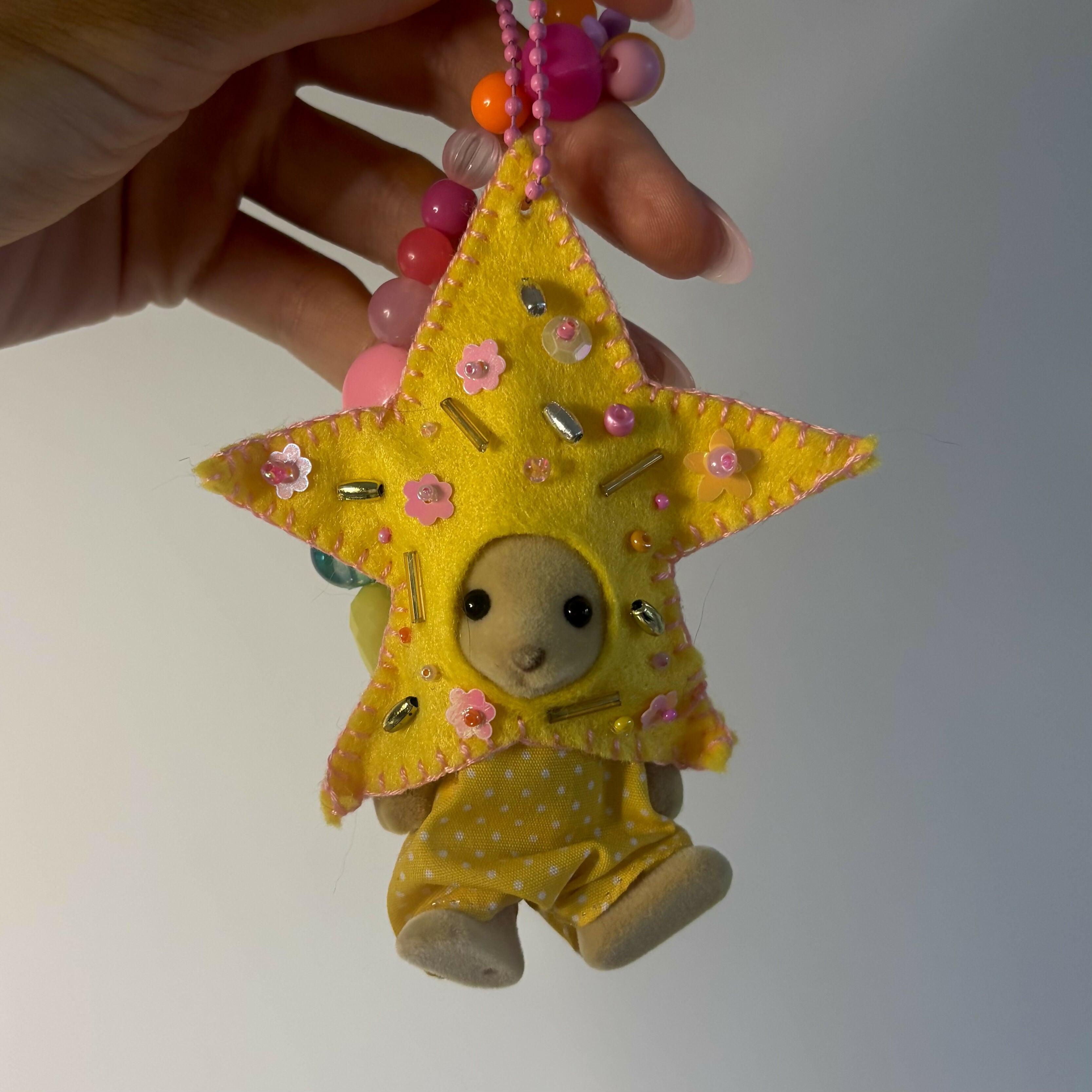 Yellow Star Felt Keyring