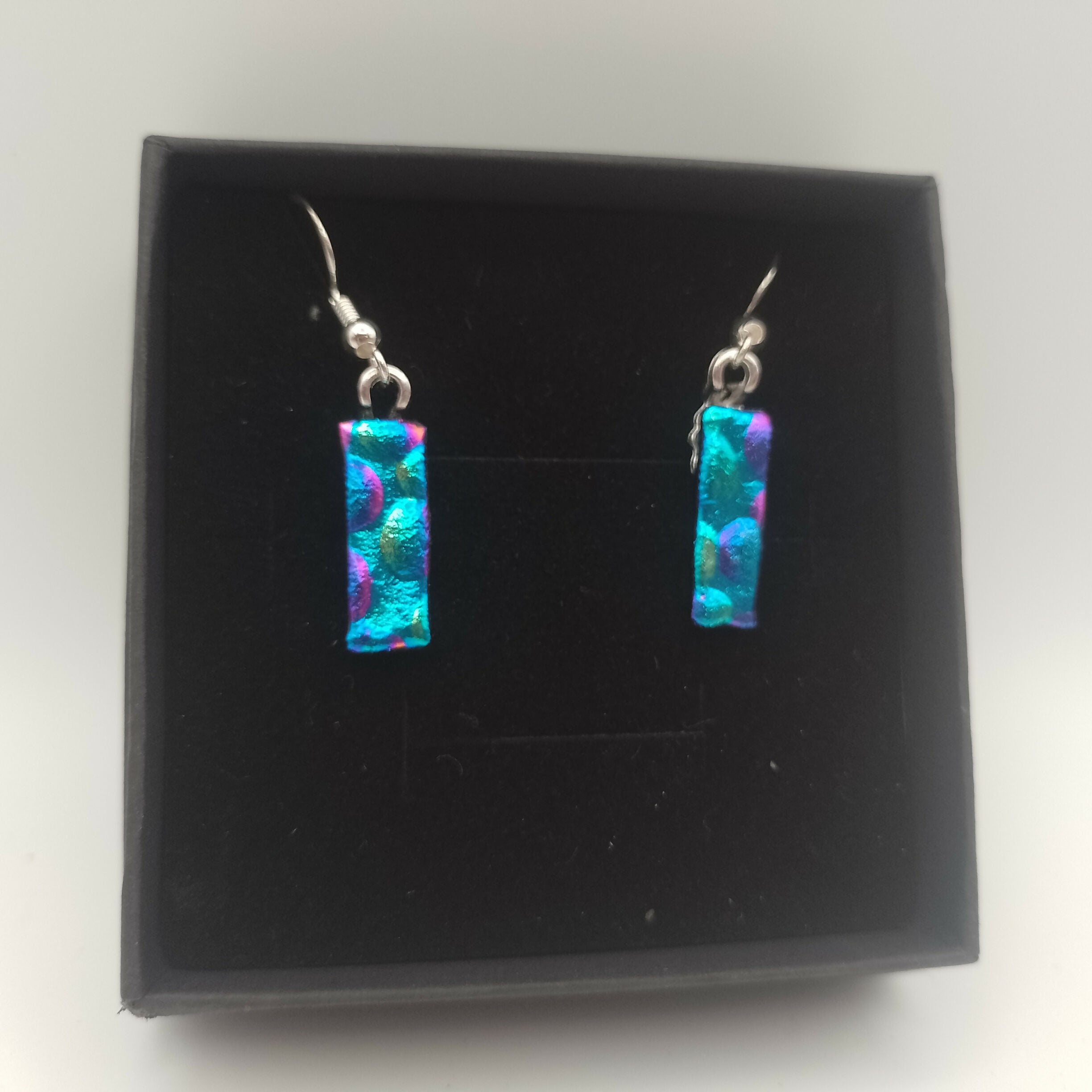 Blue and Green Dichroic Glass Earrings
