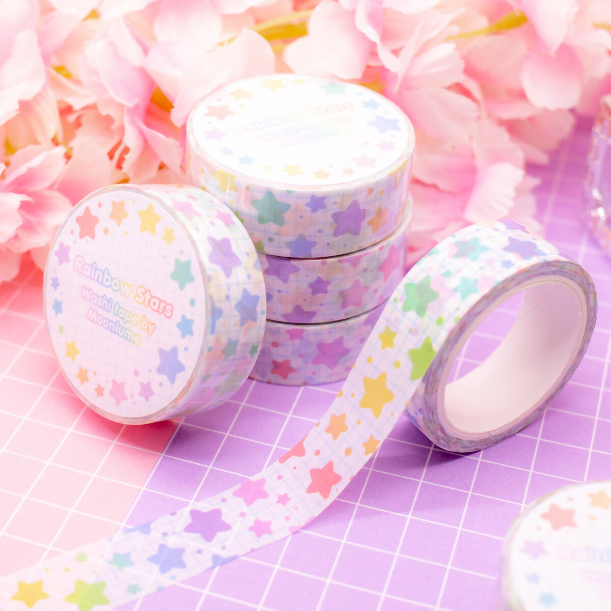 Washi Tape - Rainbow Stars Light