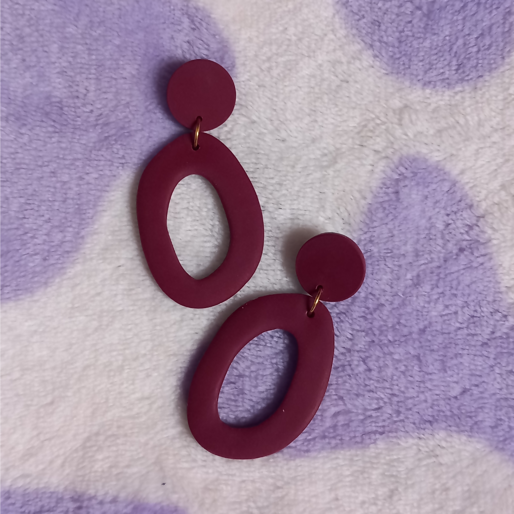 Polymer Clay Organic Oval Shape Dangle Earrings