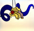Stained Glass Sheep Skull with Blue horn