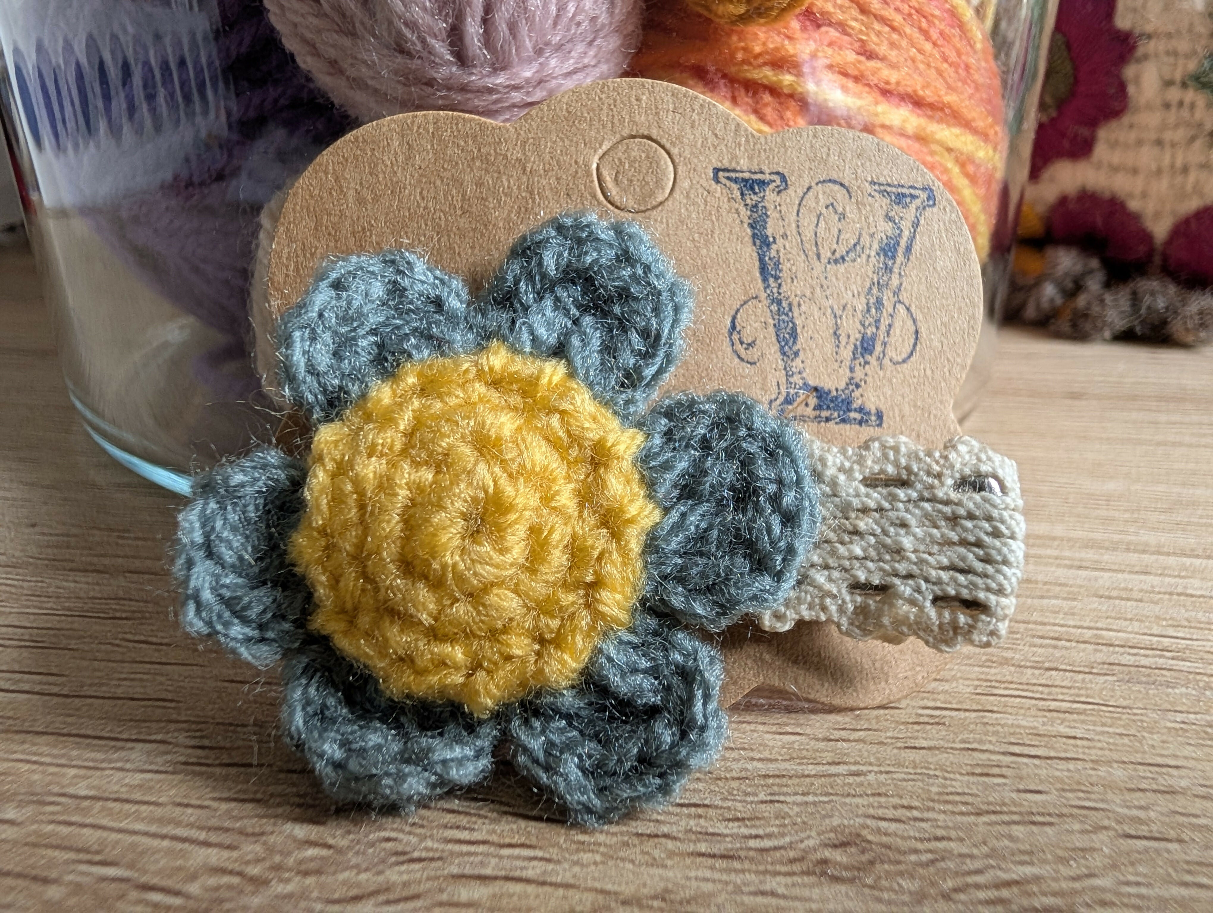 Hair Accessory - green-blue flower hair clip