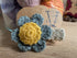 Hair Accessory - green-blue flower hair clip