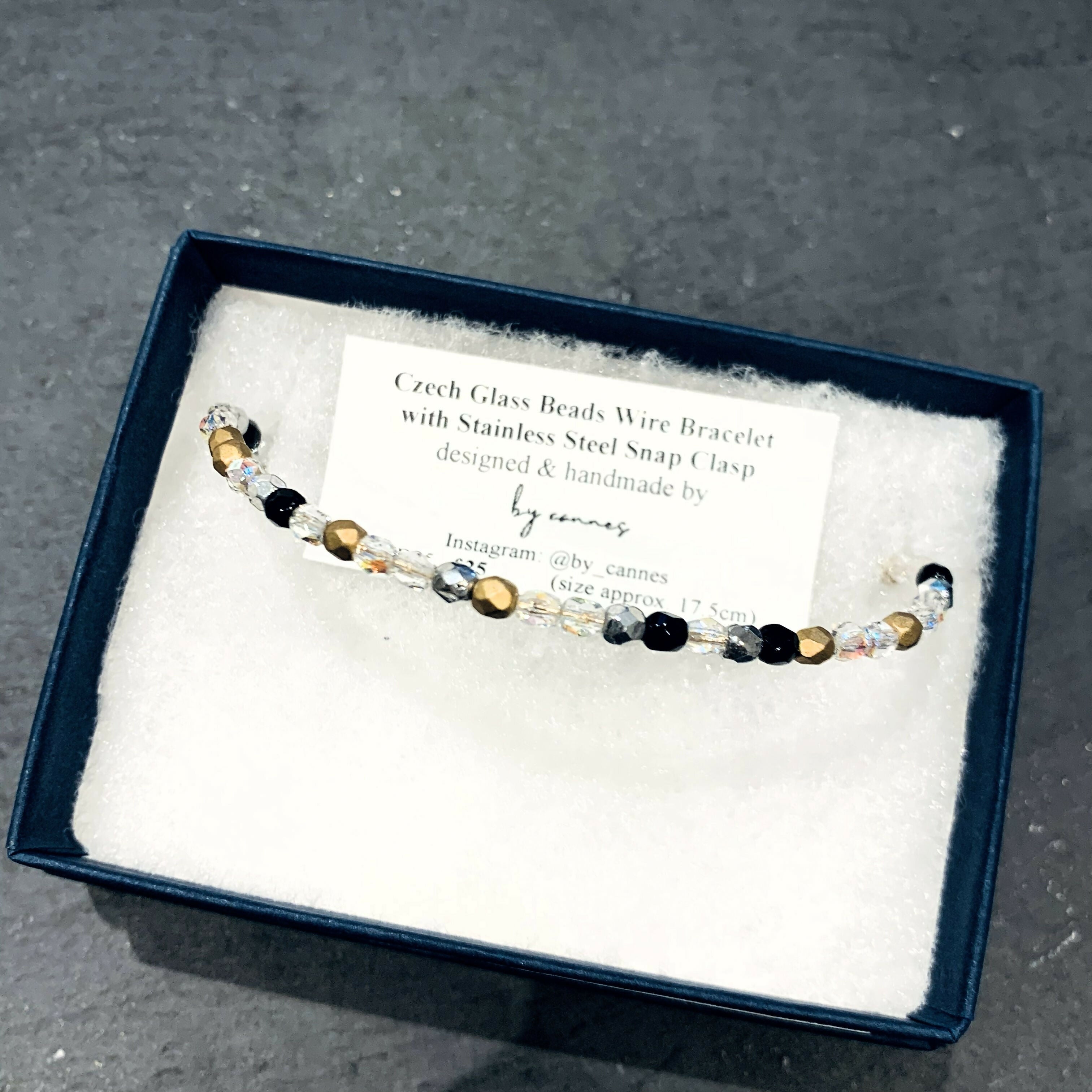 Faceted Czech Glass Bead Wire Bracelet