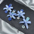 Blue Button Bow Hairclips