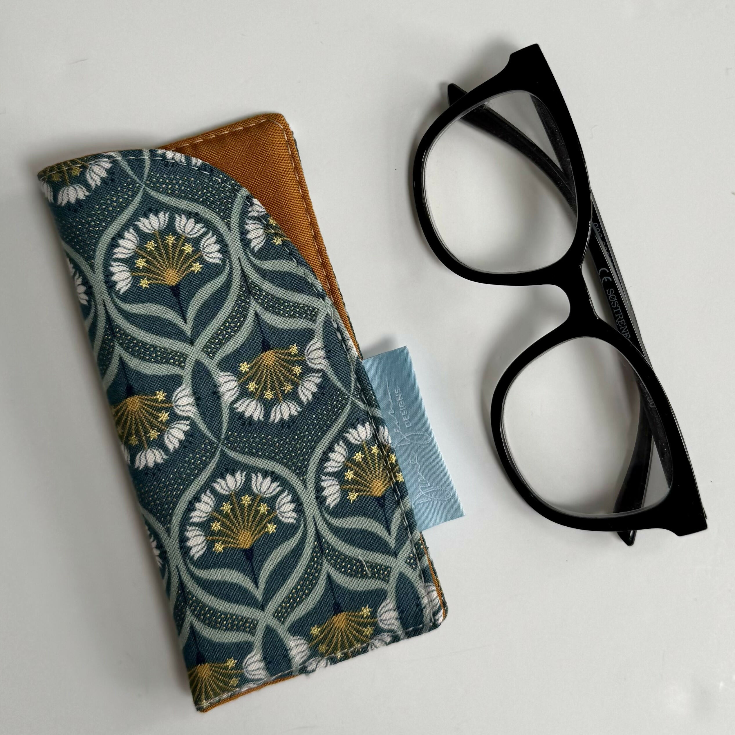Slip In Glasses Case - Teal Art Deco