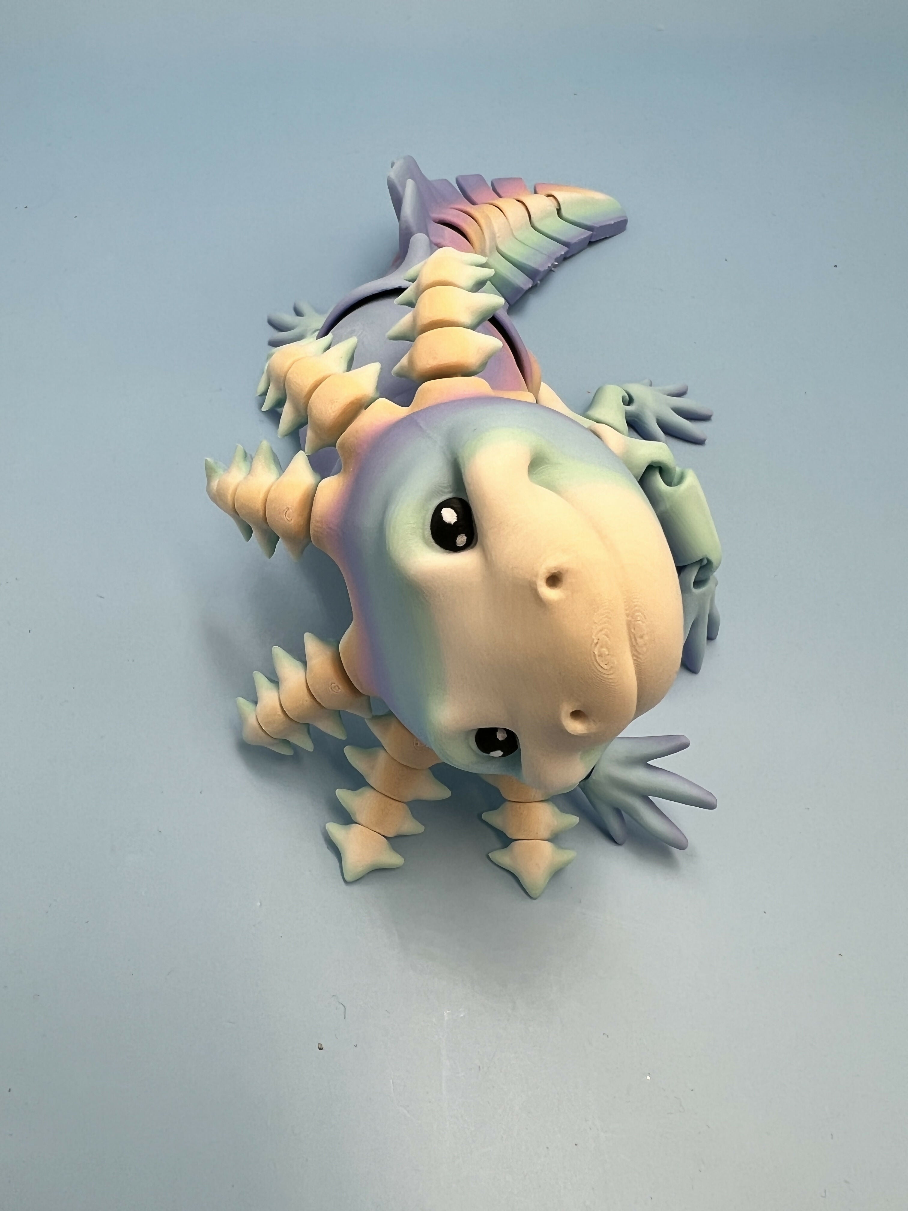 3D Printed LARGE: Articulated Sensory Fidget Animals friend Axolotl (White/Blue/Purple/Pink ) 25cm