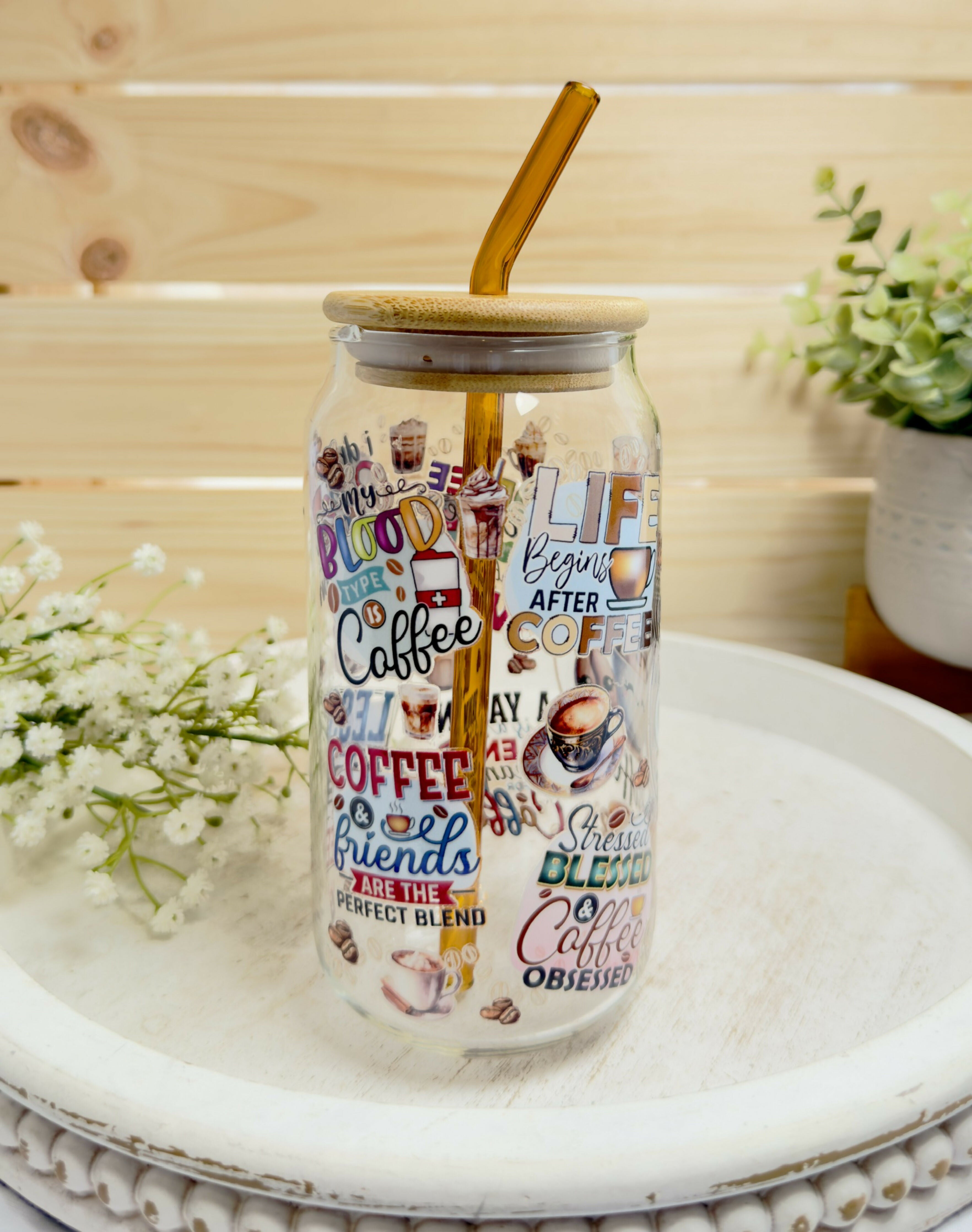 Glass Can Coffee Quotes Collection Fun