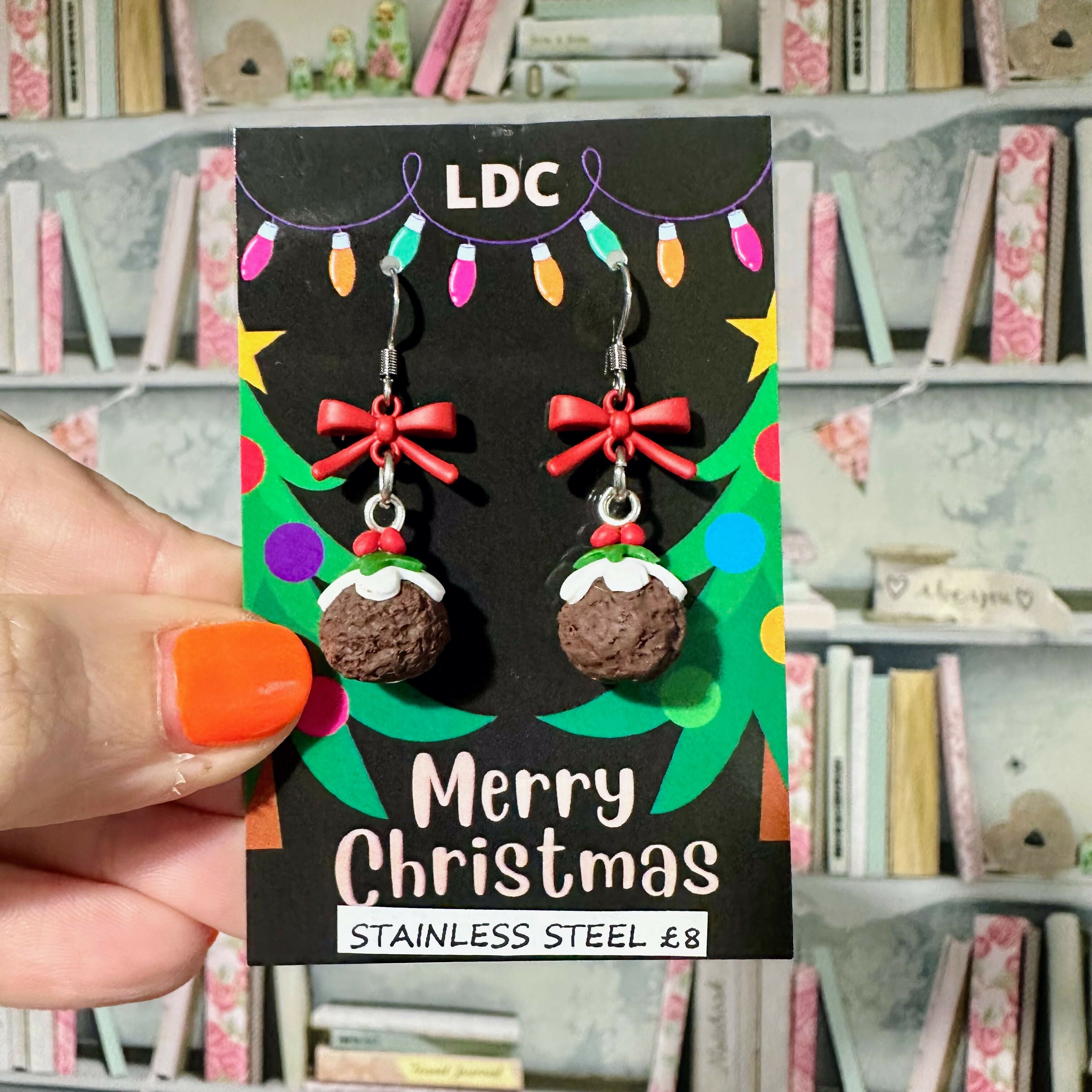 Christmas Pudding Bow Earrings