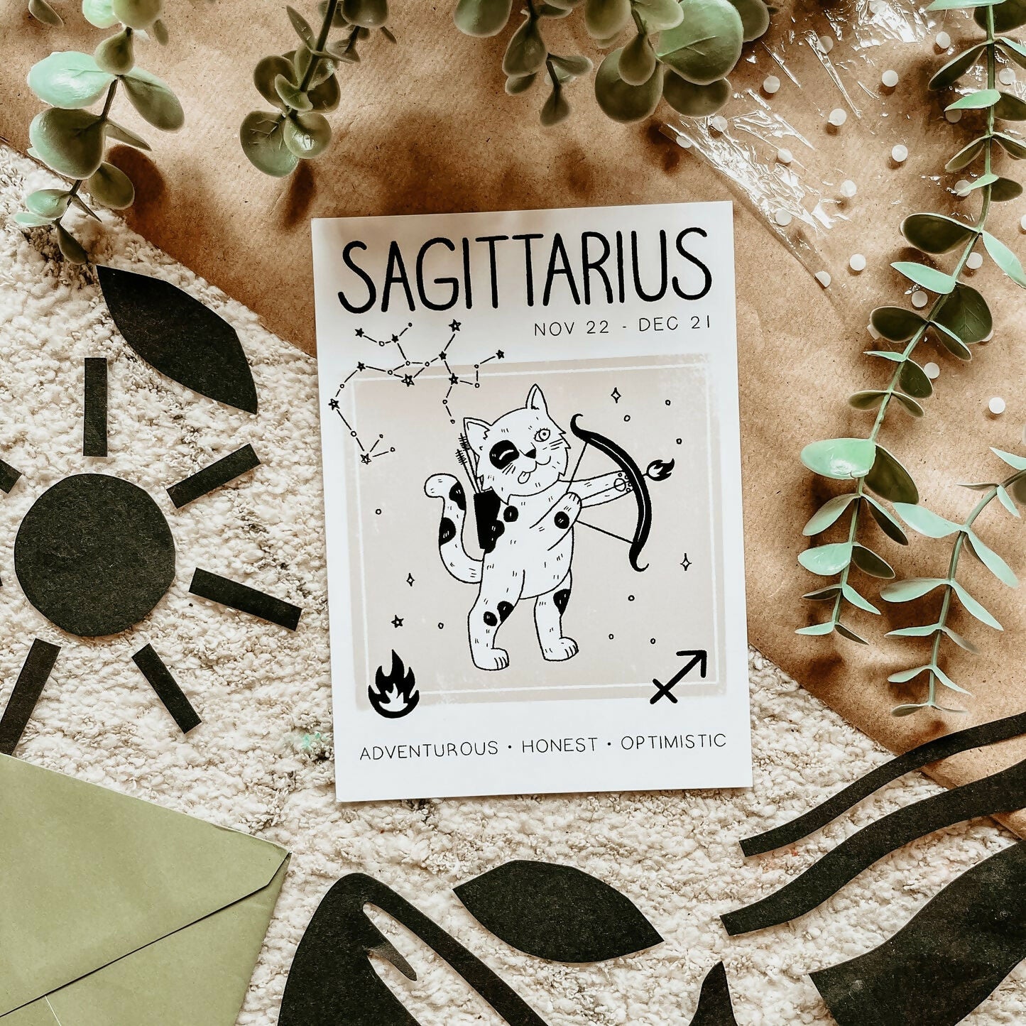 Sagittarius Star Sign Cat Print