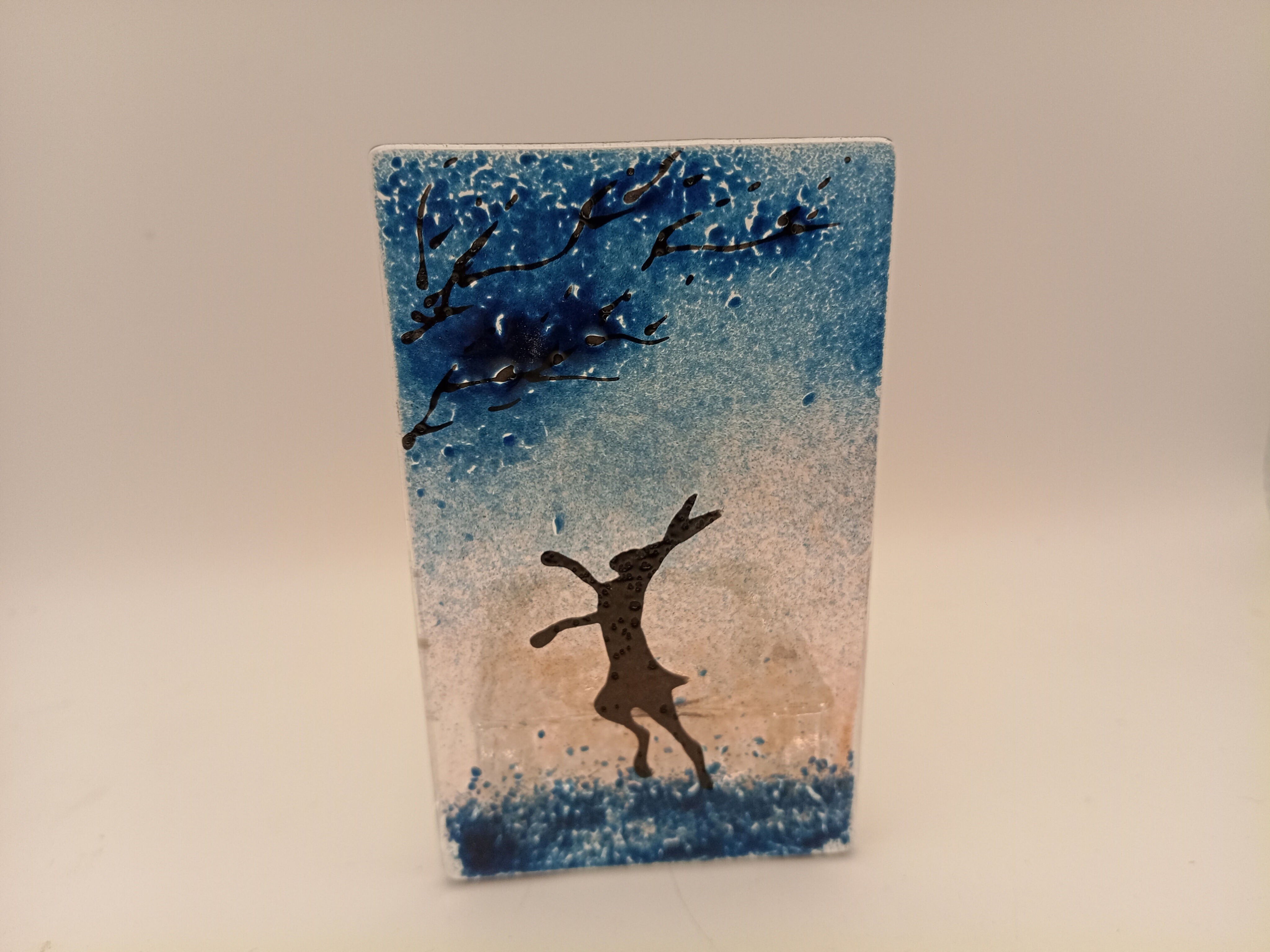 Fused Glass Silhouette Hare Tealight