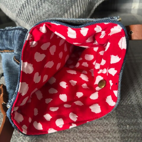 Unique Design Handcrafted Bag Purse Handbag Made From Upcycled Jeans And Fabrics