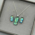 Blue & Green Flower Dichroic Glass Necklace and Earrings Set - Sterling Silver, Handmade by Jade Tapson Glass.