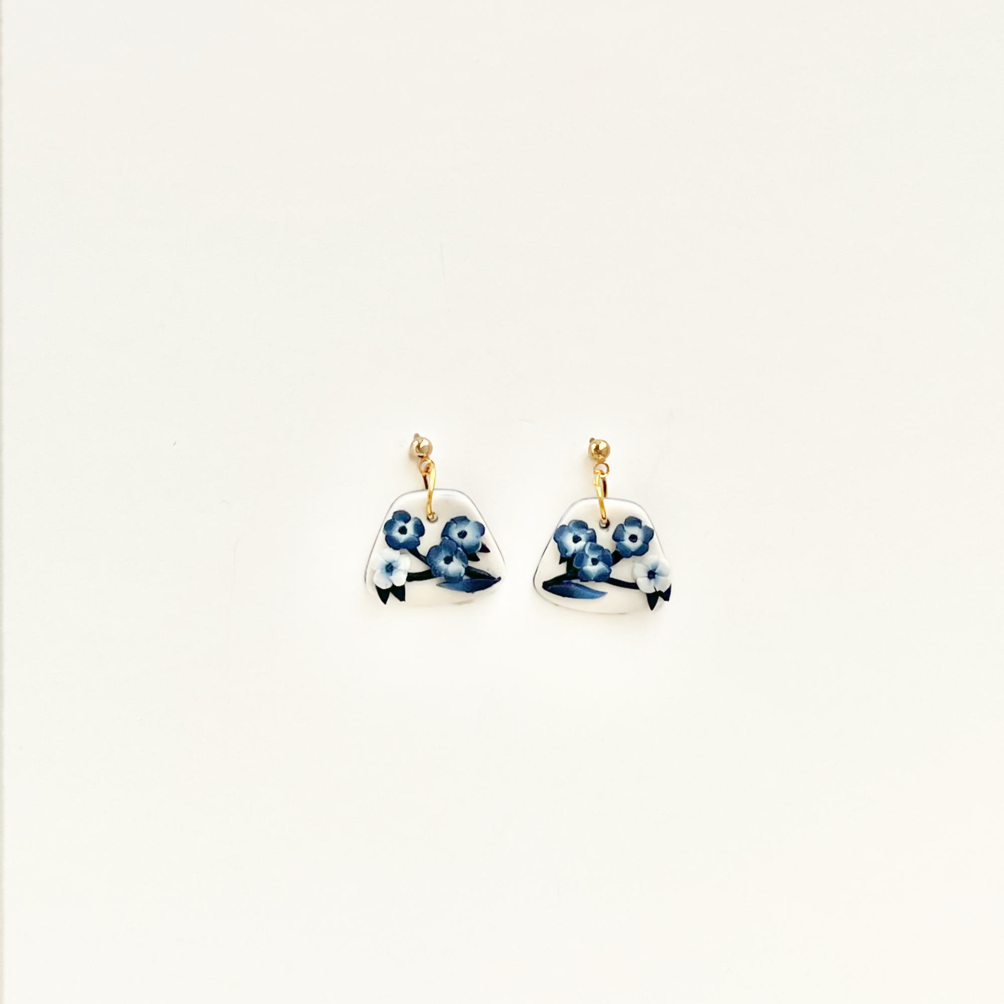 Blue China No. 7 - Handmade Polymer Clay Earrings