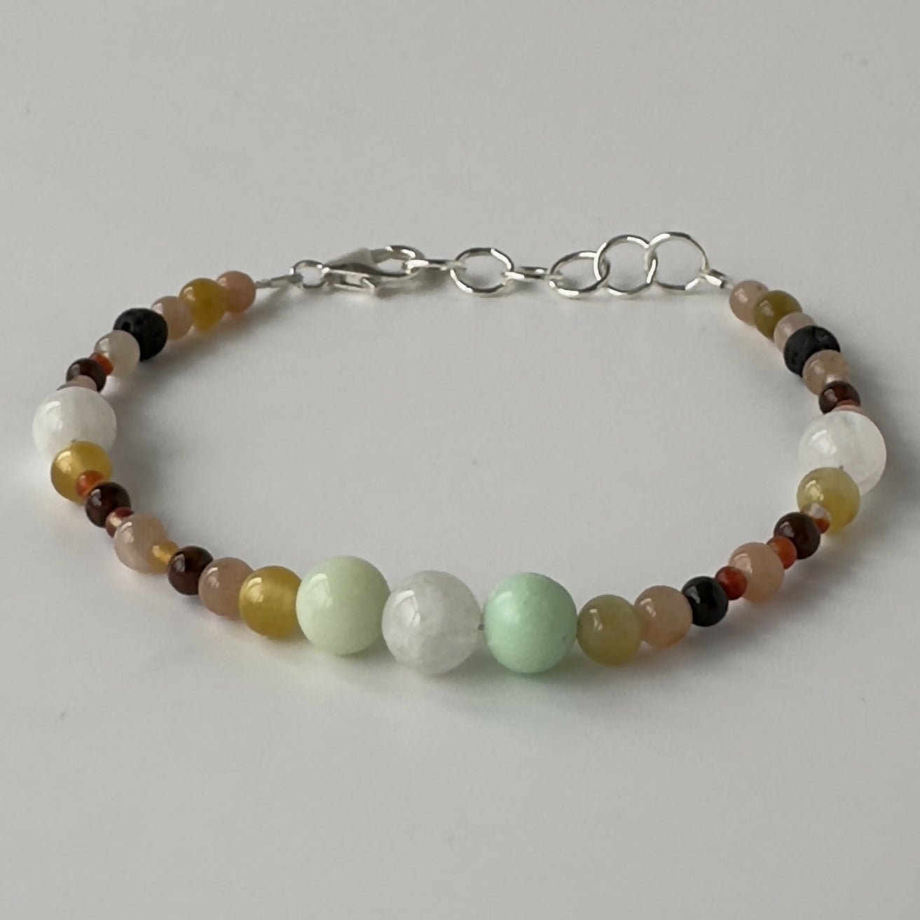 HEALING CRYSTAL & STERLING SILVER SACRAL CHAKRA BRACELET WITH AROMATHERAPY BEADS