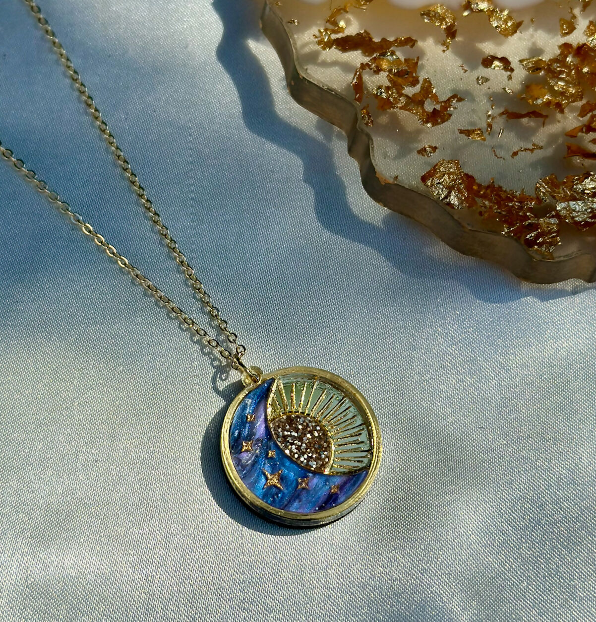 Dreamy, Celestial, Sun And Moon Pendant