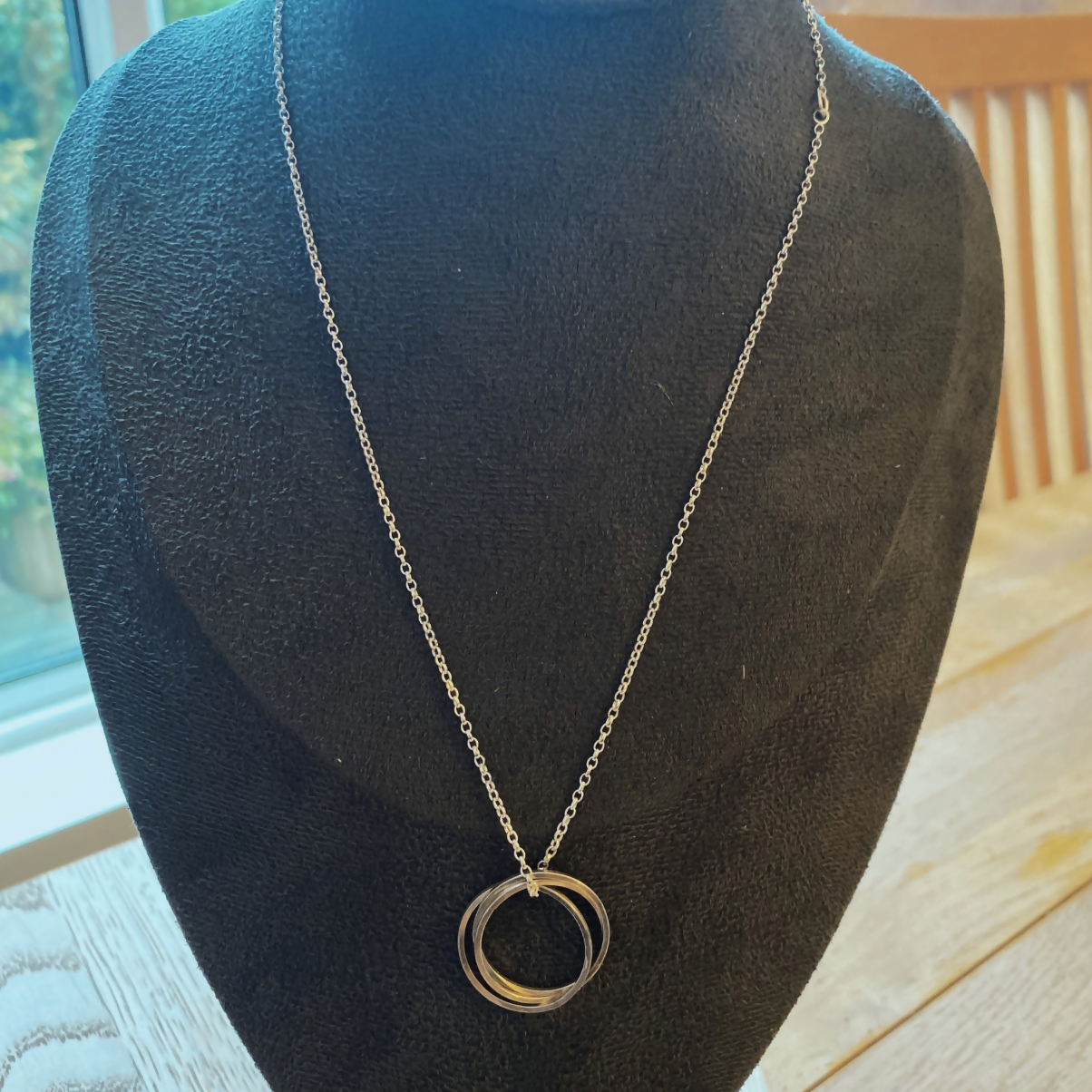 Sterling Silver Russian Rings Necklace - Adjustable 16 or 18 inches