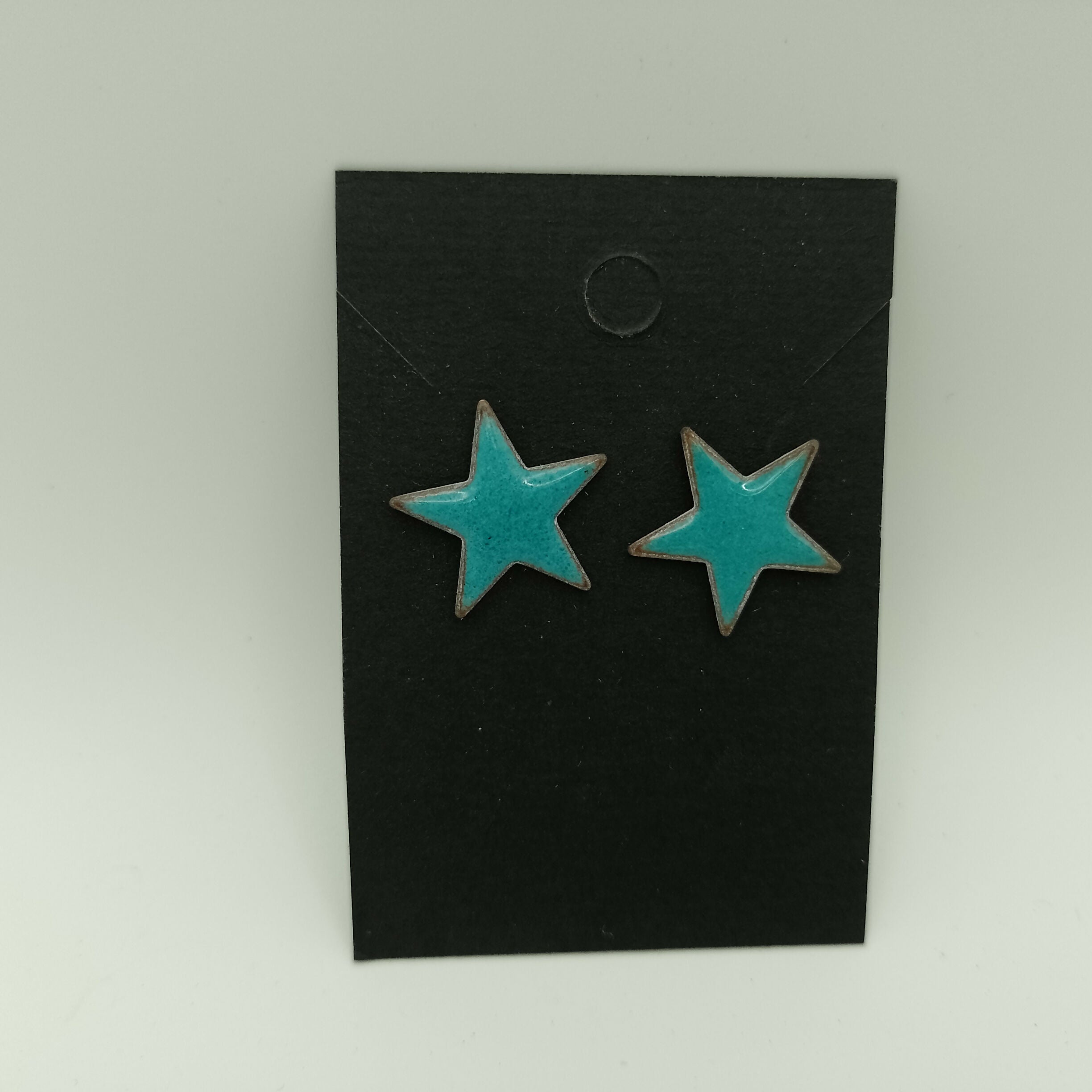 Blue Enamel Star Stud Earrings