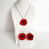 Red Poppy Drop Earrings with Textured Black Centre