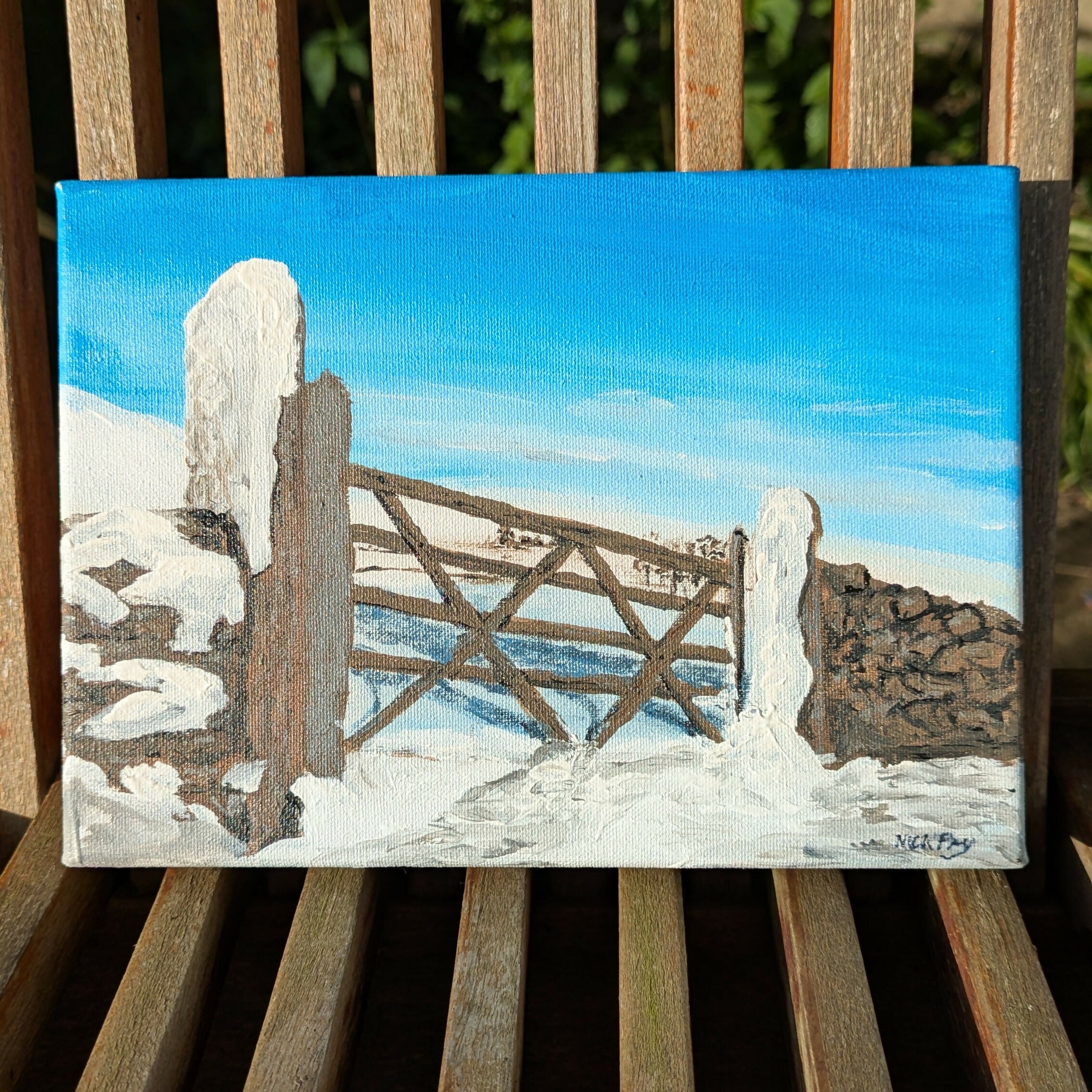 Original Acrylic Painting Of Snowy Scene