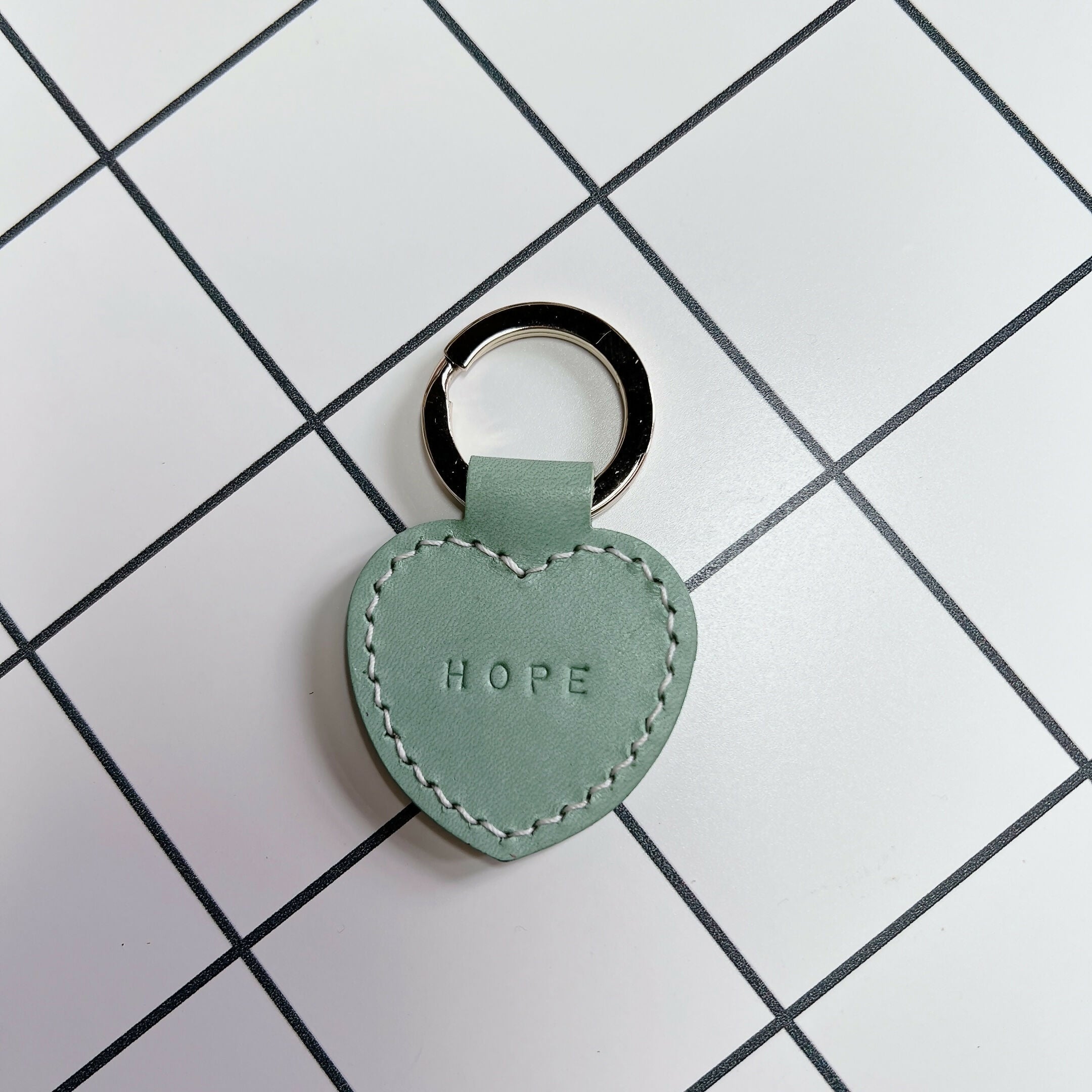 Heart Shaped Leather Keyring - HOPE