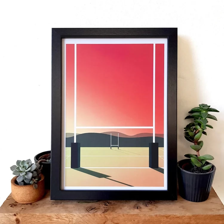 Summer Rugby Pitch, A4 Print