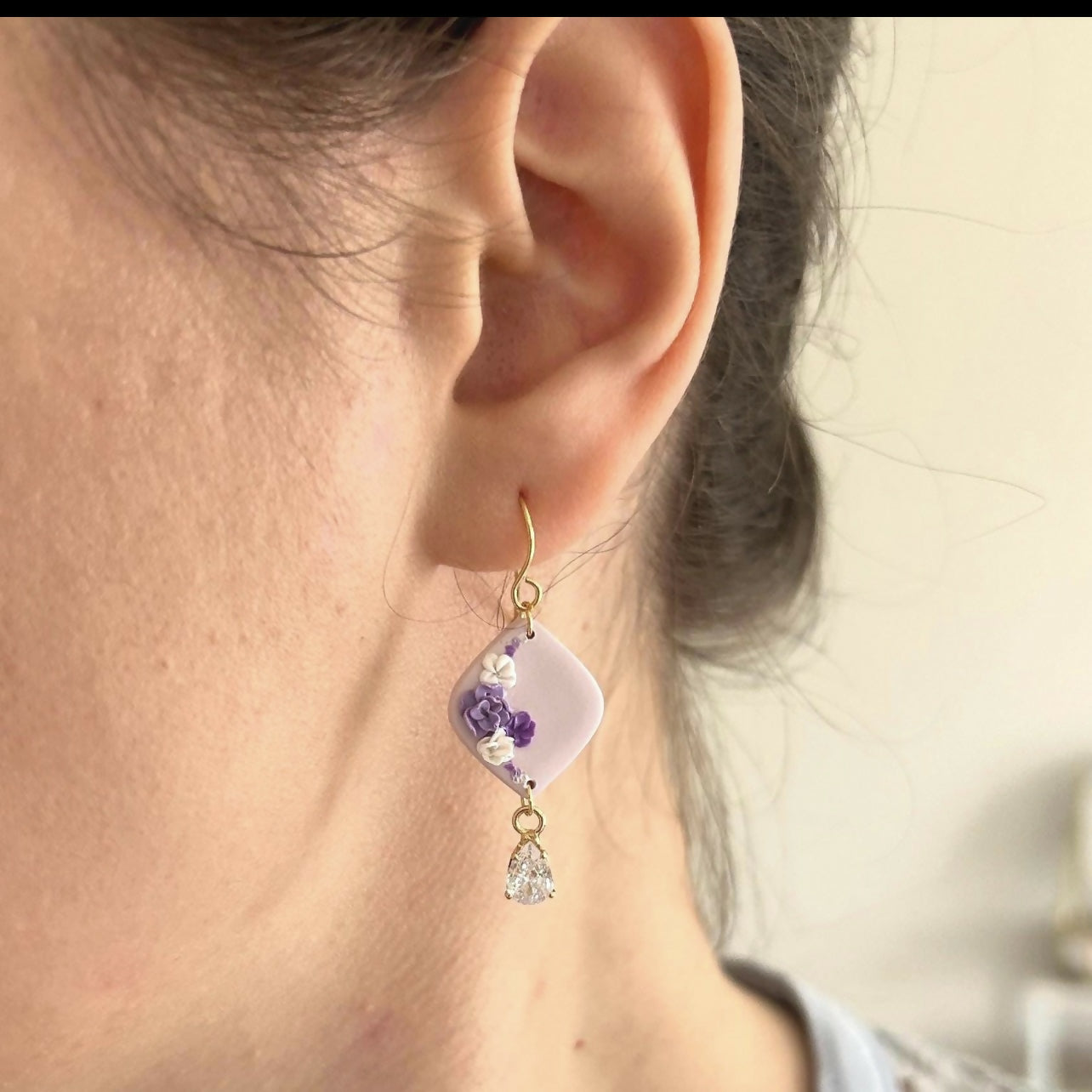 Purple or Blue Flower Earrings