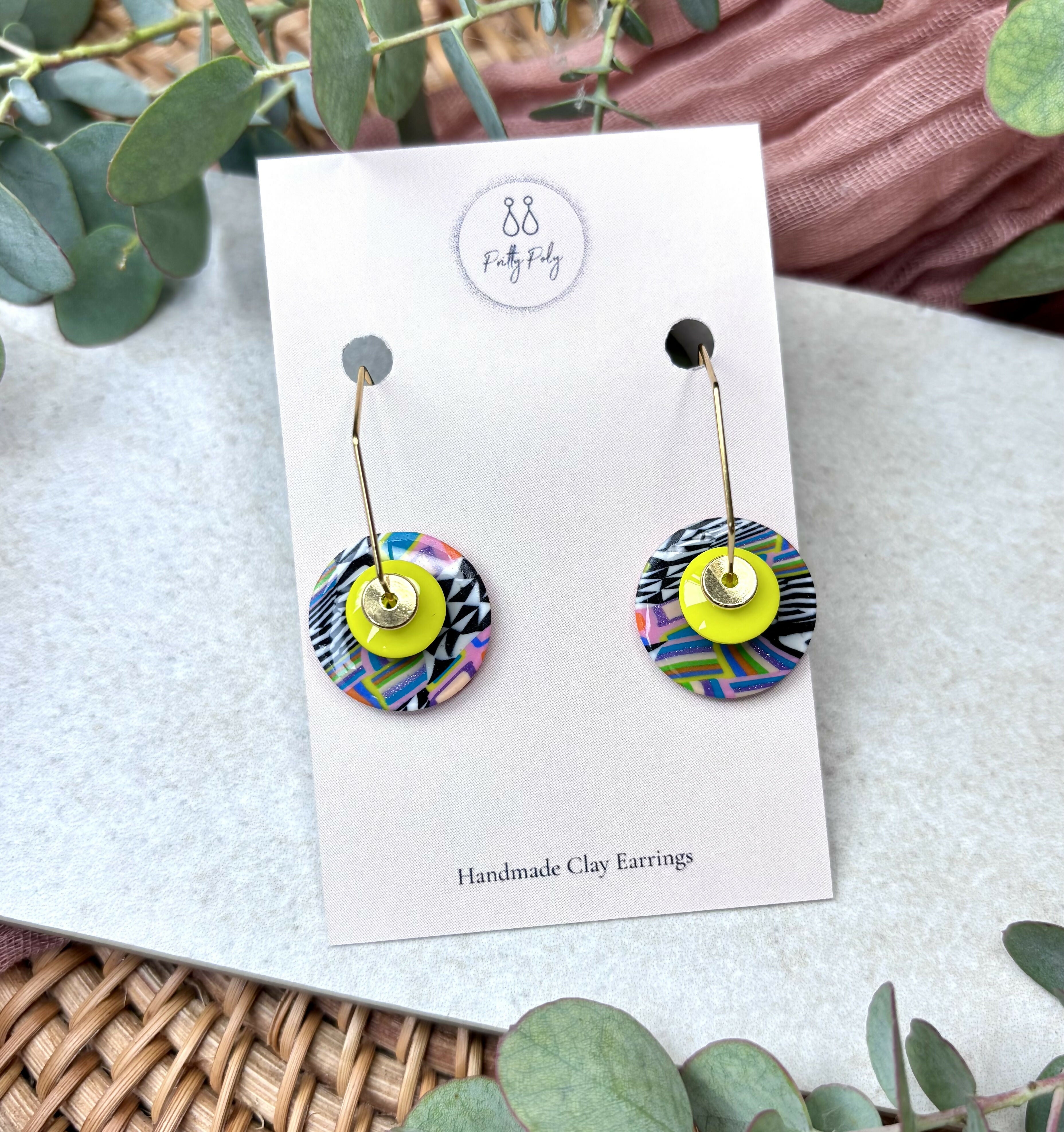 Funky Pattern Collection - Hoops Polymer Clay Earrings
