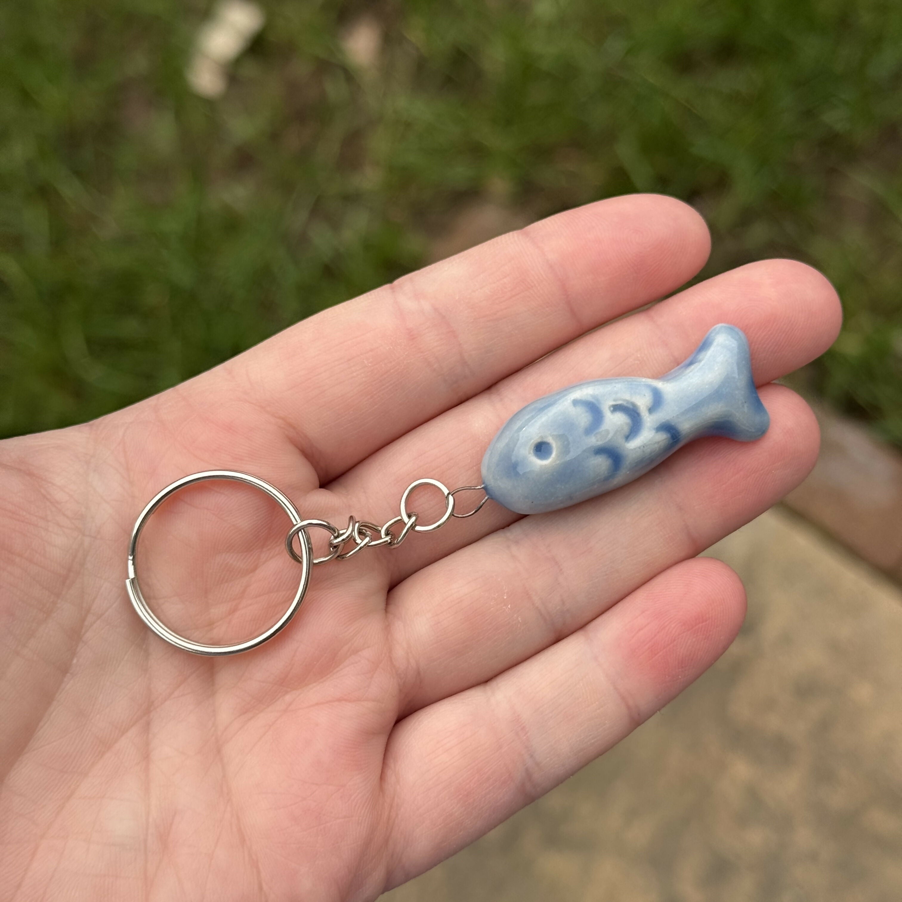 Fish Keyring, Handmade Ceramic Trinket