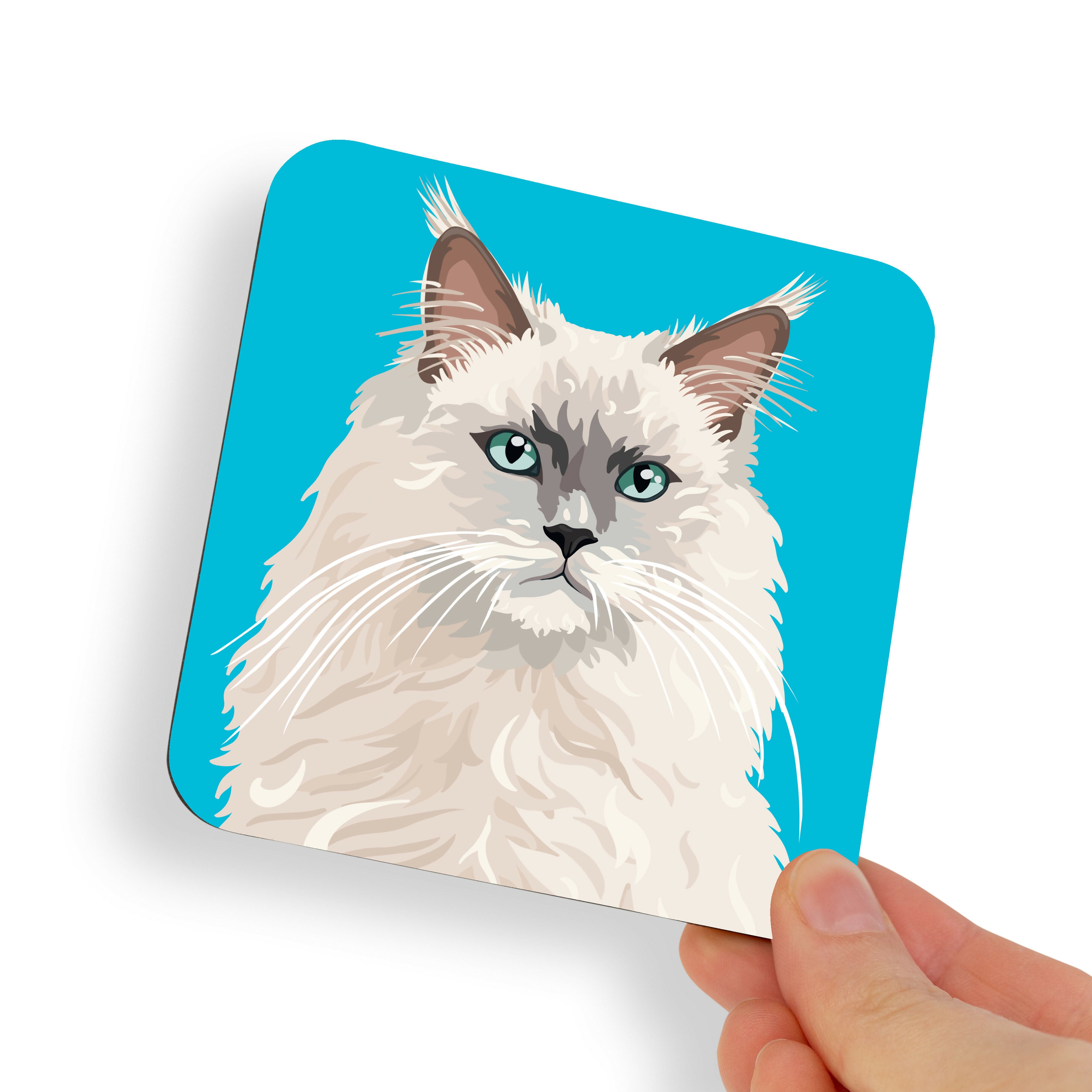 White Ragdoll V1 Cat Coaster